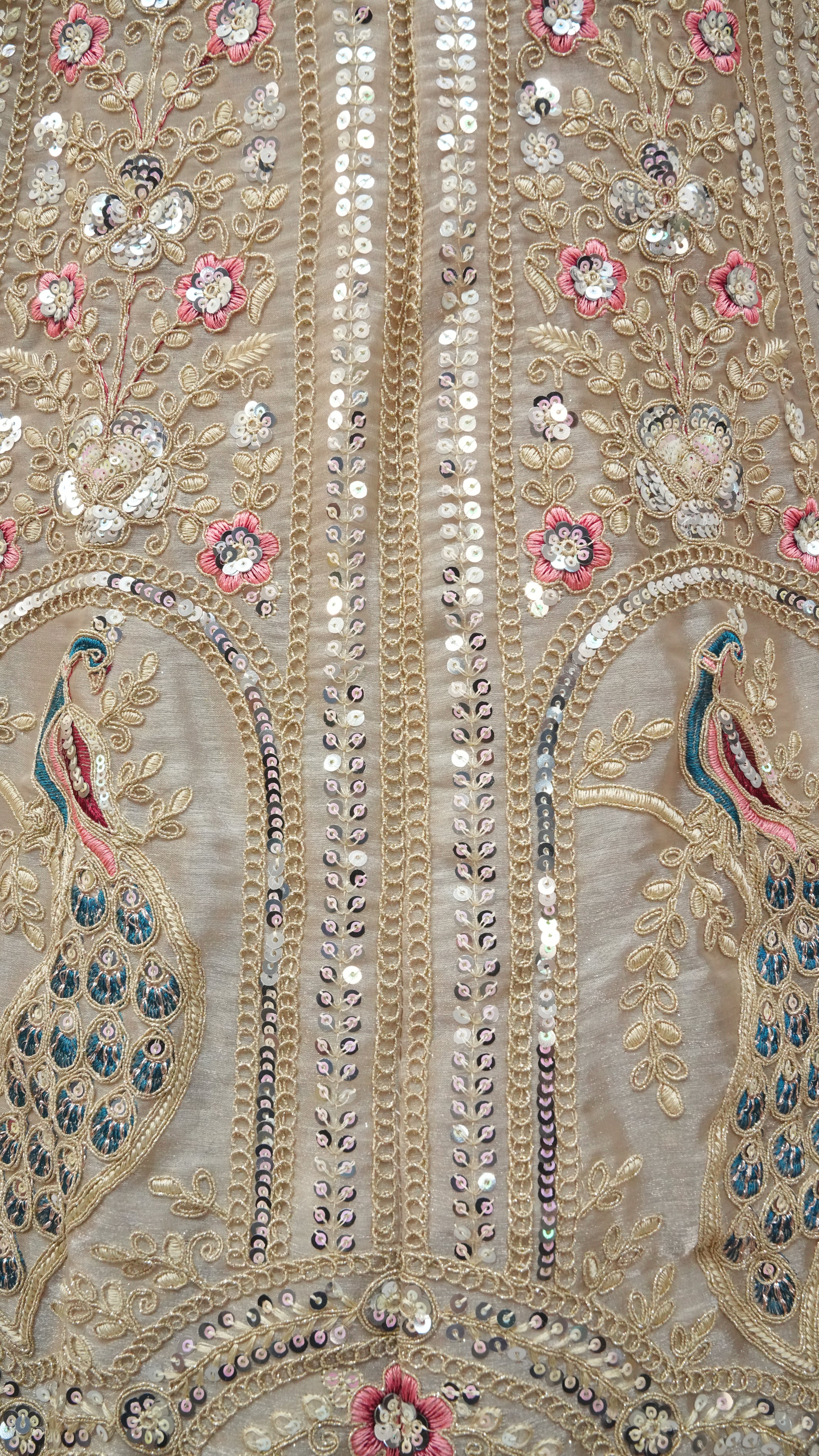 Ivory Gold Peacock Embroidered Lehenga Choli with Net Dupatta –Festive Wear