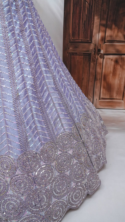 Lavender Embroidered Lehenga Choli with Mirror Work Dupatta – Bridal & Festive Wear