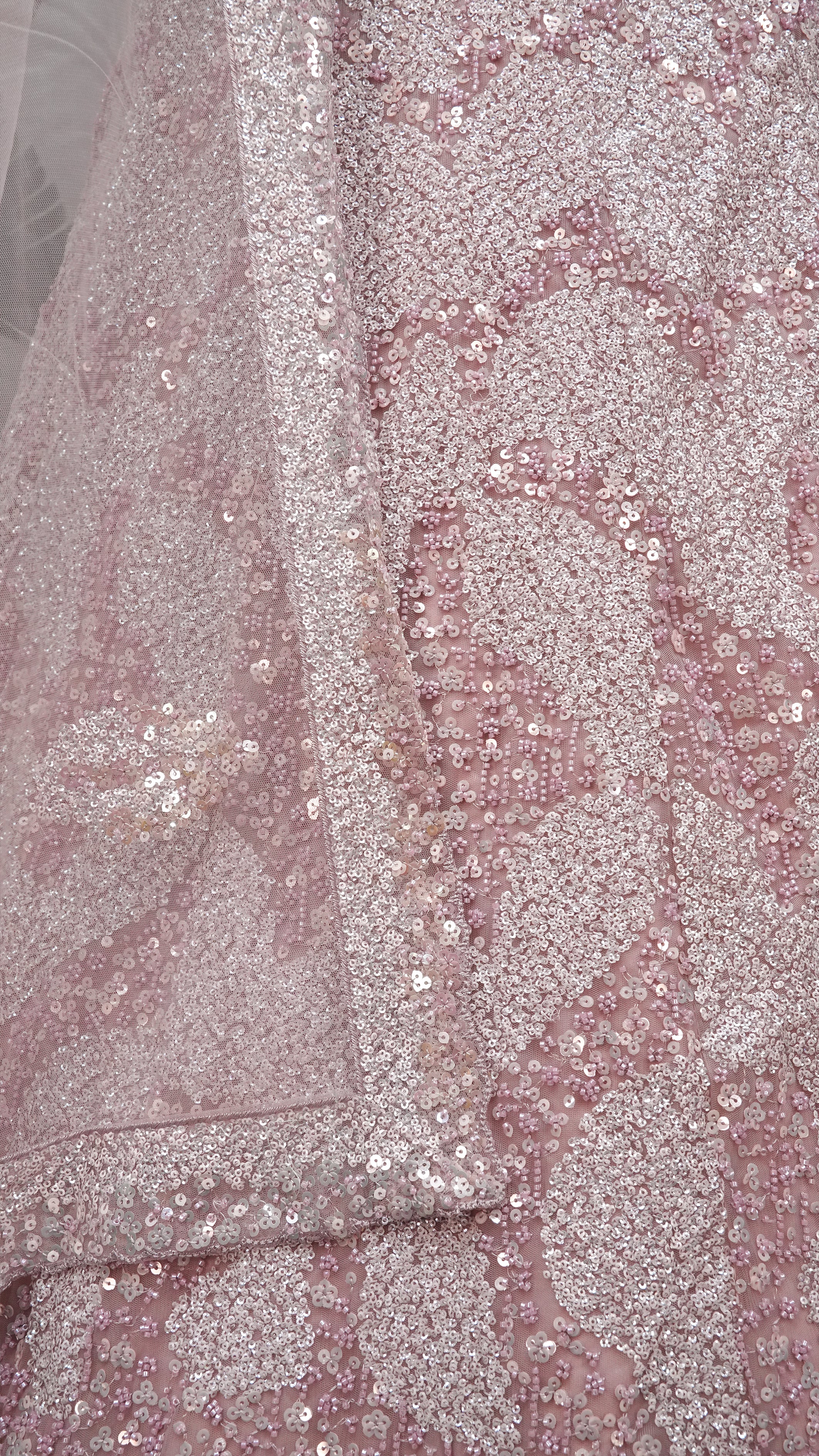 Blush Pink Sequin Embroidered Lehenga Choli with Net Dupatta for Weddings & Receptions