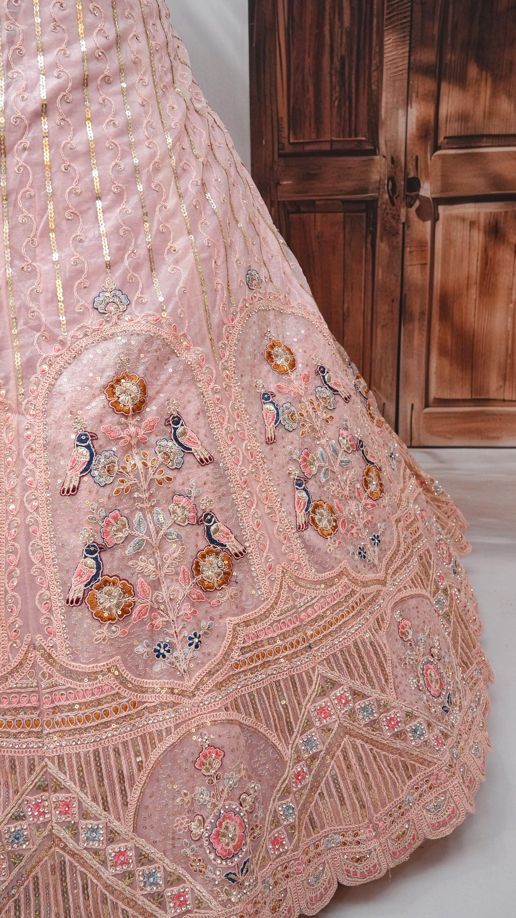 Gajri Embroidered Lehenga Choli with Net Dupatta  Festive Wear