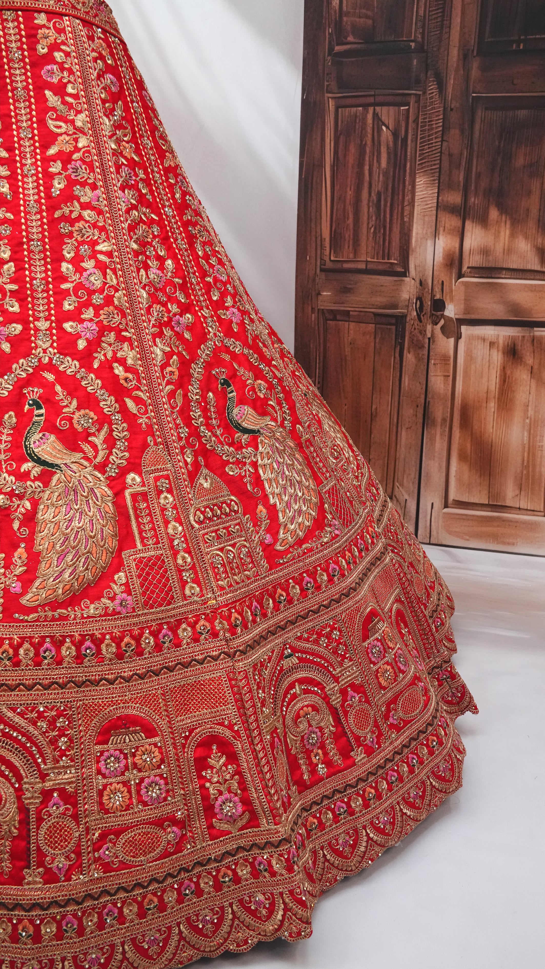 Red Bridal Embroidered Lehenga Choli with Net Dupatta – Traditional Wedding Wear