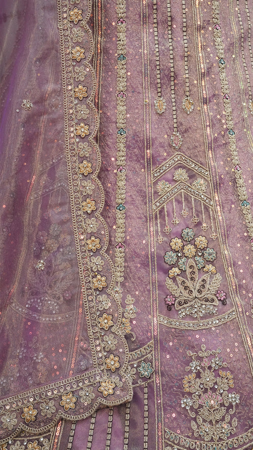 Lavender Embroidered Lehenga Choli with Net Dupatta Festive Wear