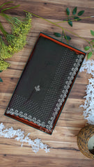 Elegant Dark Olive Stone Work Designer Saree with Embellished Border