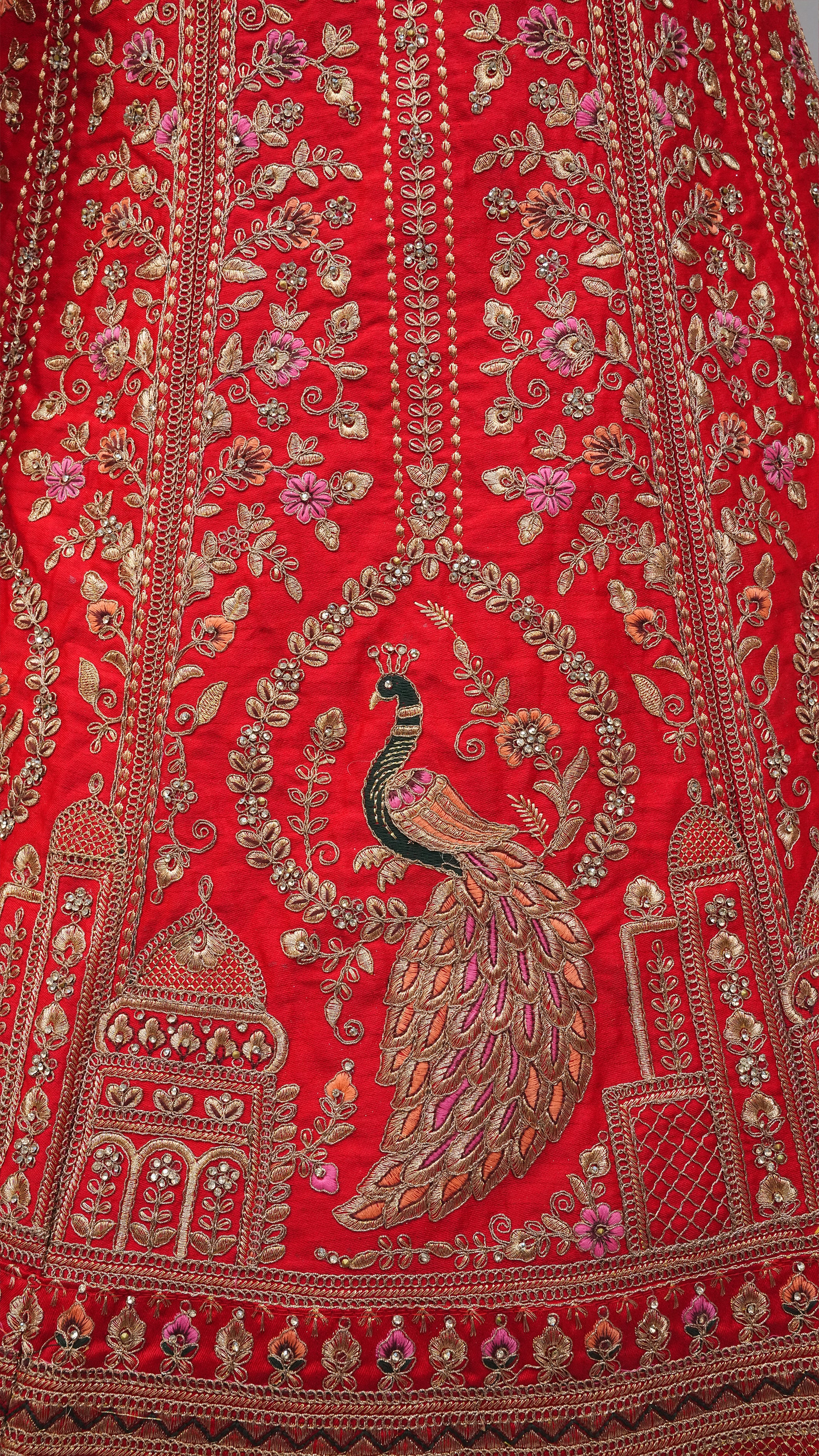 Red Bridal Embroidered Lehenga Choli with Net Dupatta – Traditional Wedding Wear