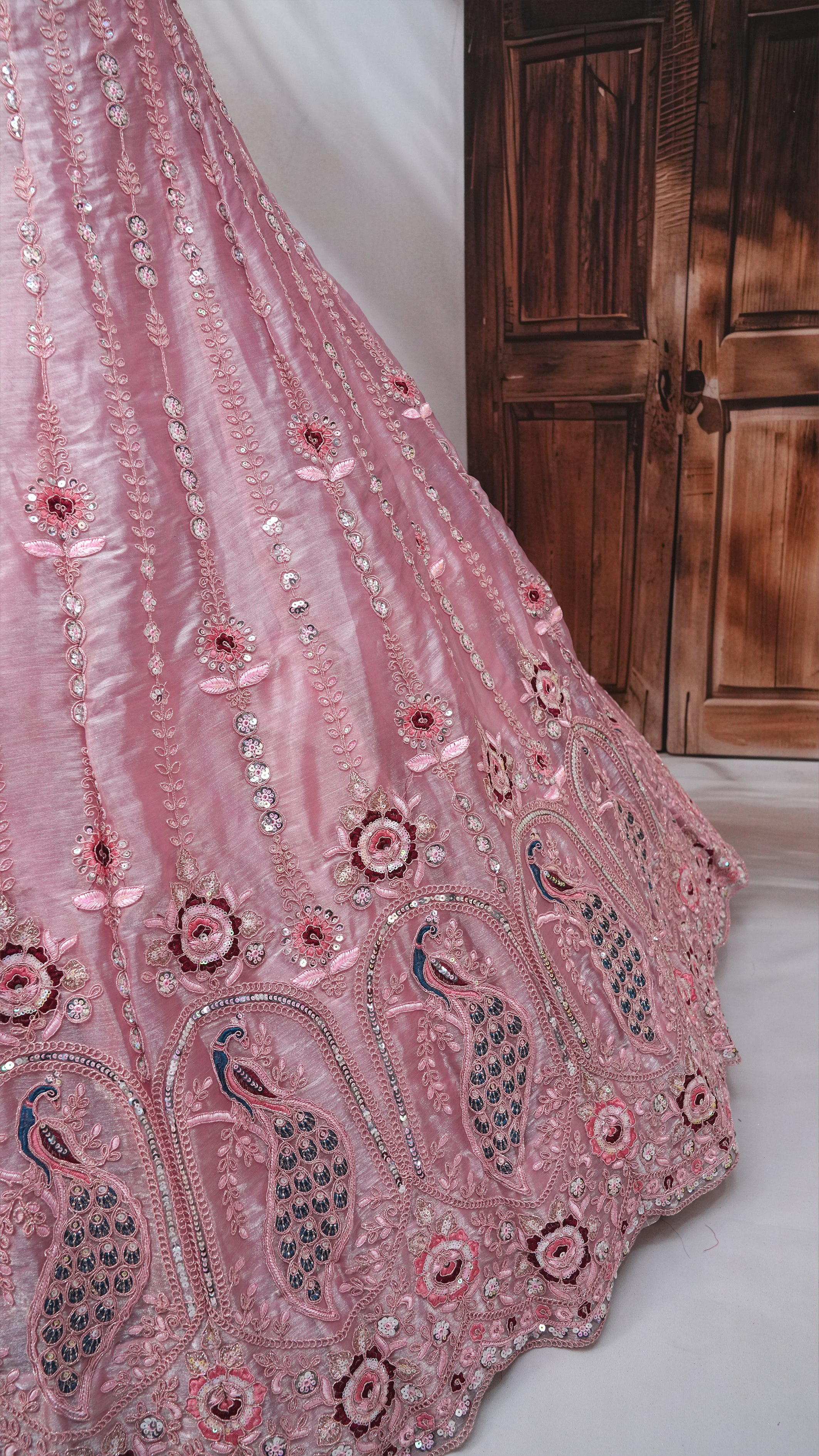 Blush Pink Embroidered Lehenga Choli with Net Dupatta – Festive Wear