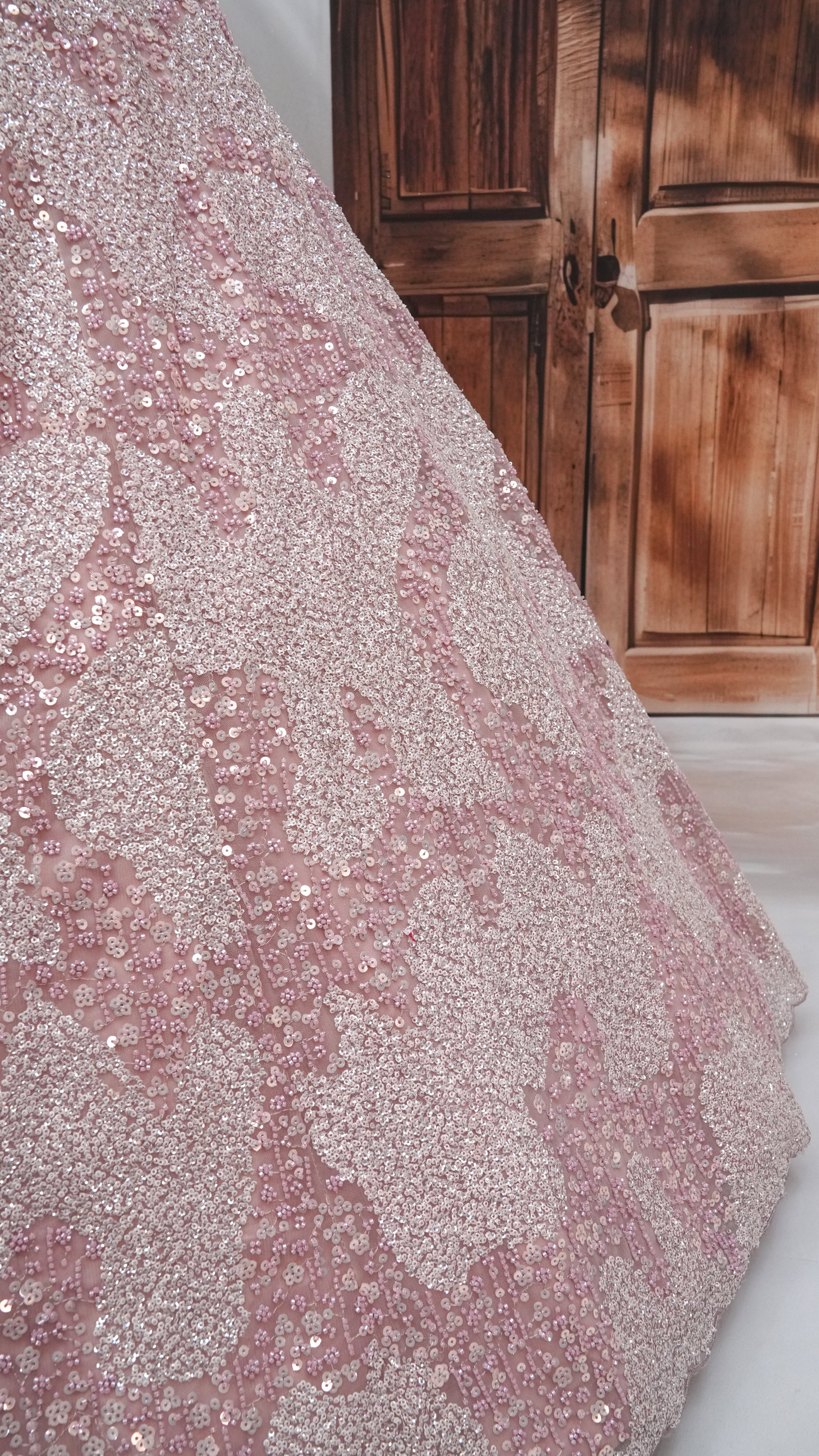 Blush Pink Sequin Embroidered Lehenga Choli with Net Dupatta for Weddings & Receptions