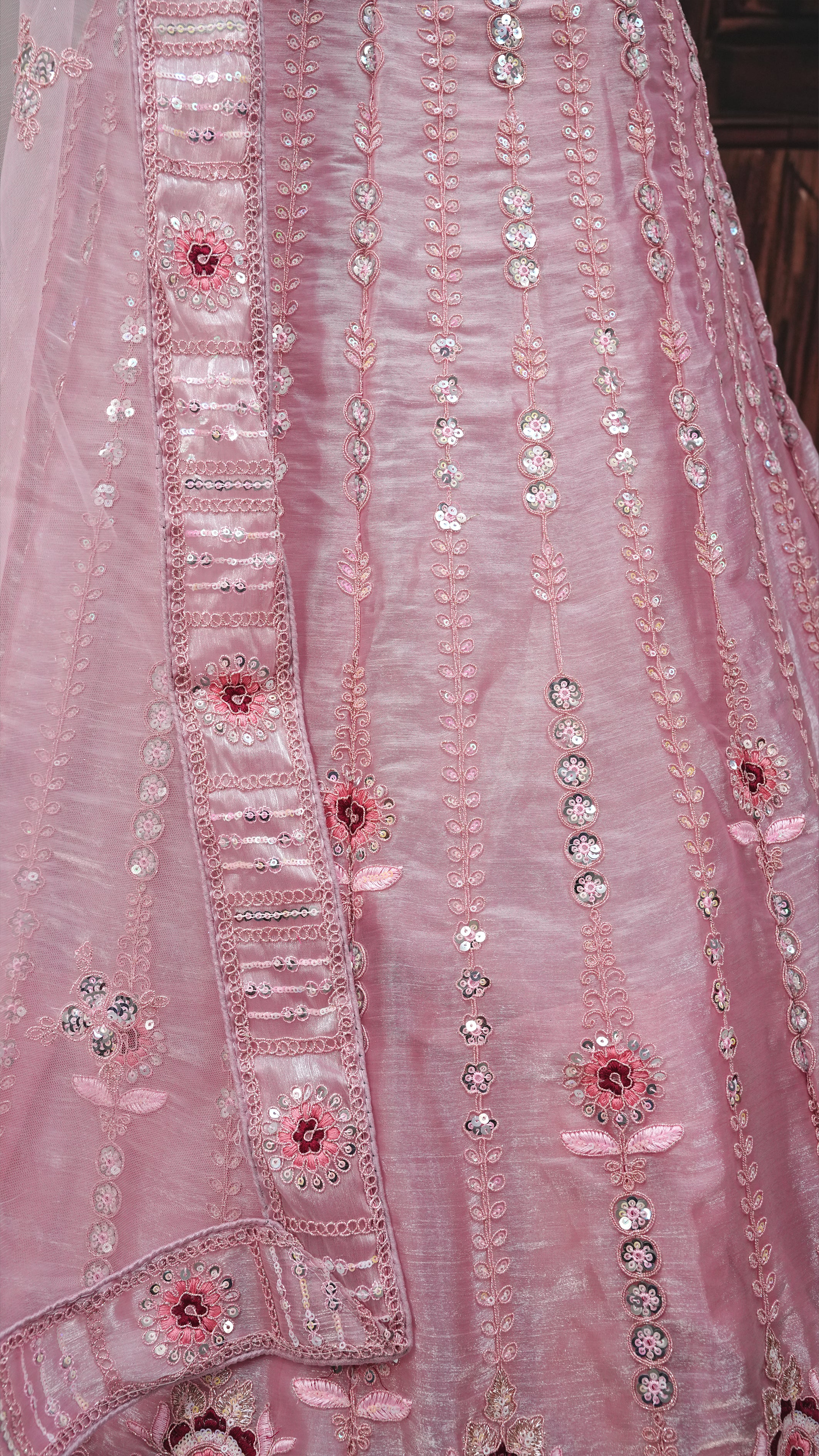 Blush Pink Embroidered Lehenga Choli with Net Dupatta – Festive Wear