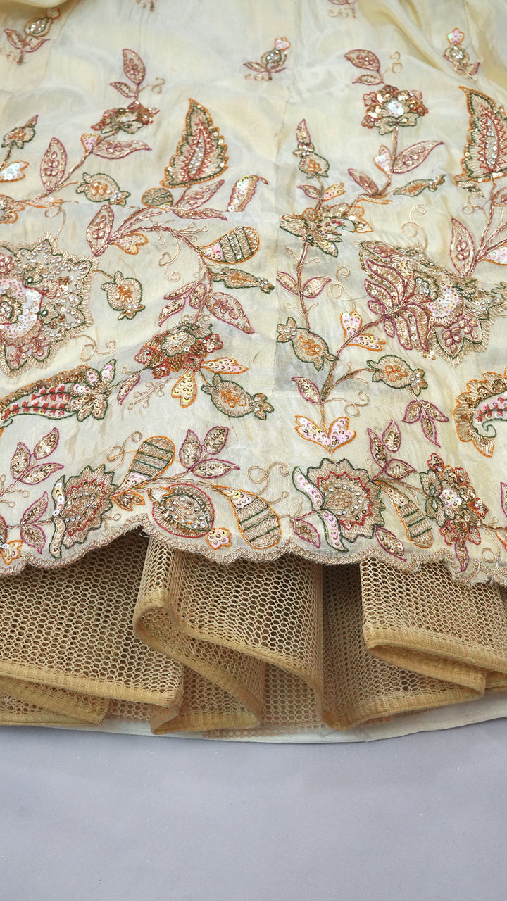 Ivory Embroidered Lehenga Choli with Mauve Silk Dupatta | Bridal & Festive Designer Lehenga