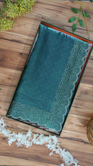 Wine Elegance Hand-Embellished Saree with Scalloped Border