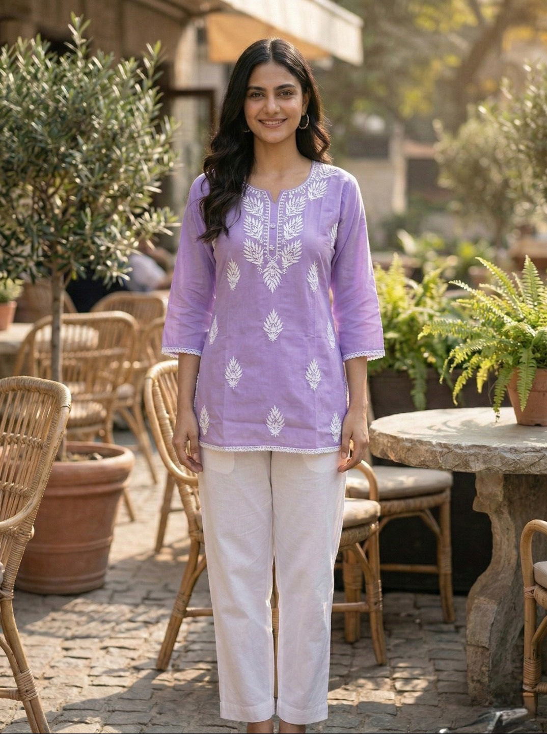Women Embroidered Cotton Kurti | Straight Fit Magic Cotton Ethnic Top | Casual & Daily Wear Kurti