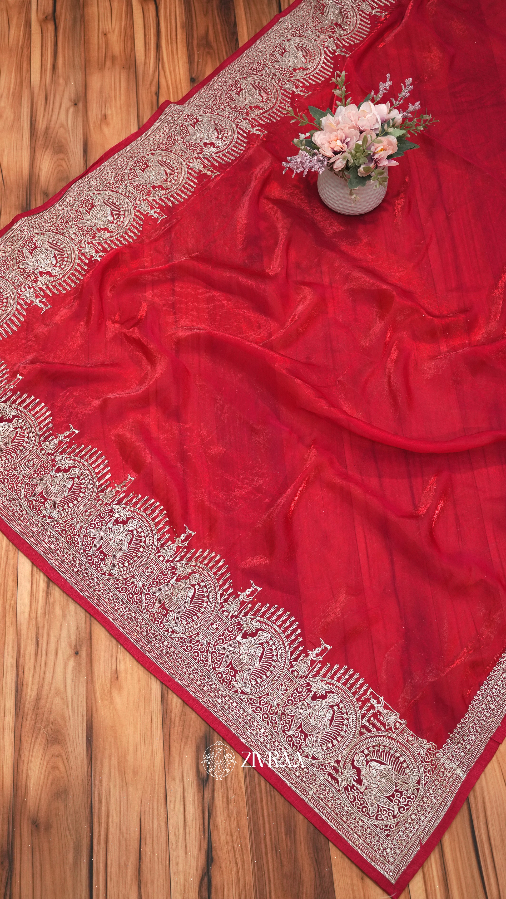 Elegant Purple Silk Saree with Silver Zari Traditional Motif Border