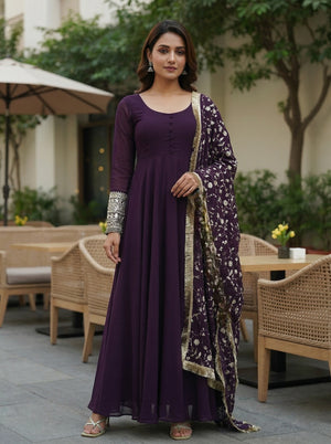 Georgette Anarkali Gown Set with Dupatta – Designer Ethnic Wear for Women