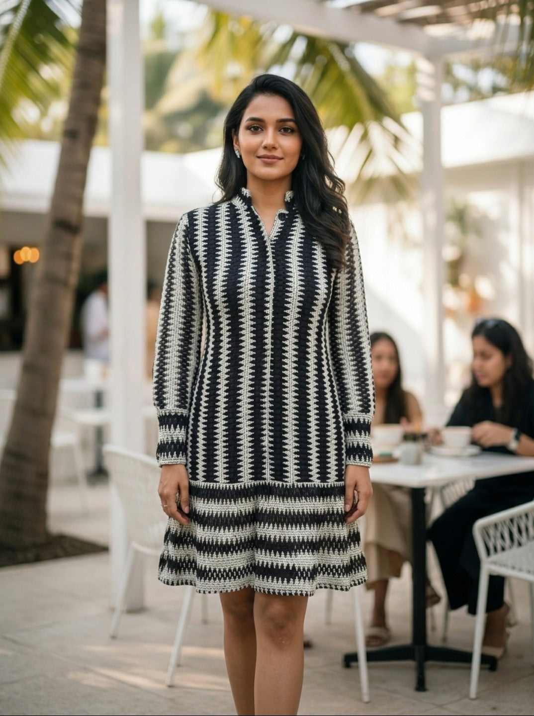 Striped Kurti for Women – Full Sleeve Short Kurti Dress, Regular Fit Casual Office Wear Ethnic Top