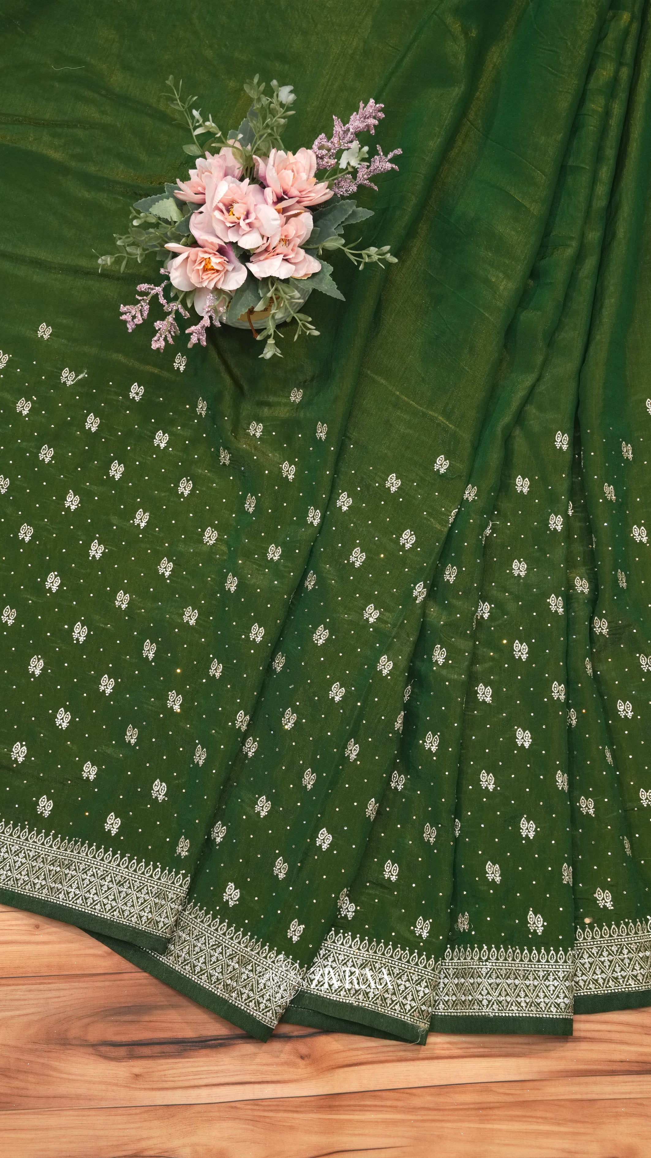 Mustard Orange Embroidered Saree with Silver Zari Border – Elegant Festive Wear Saree