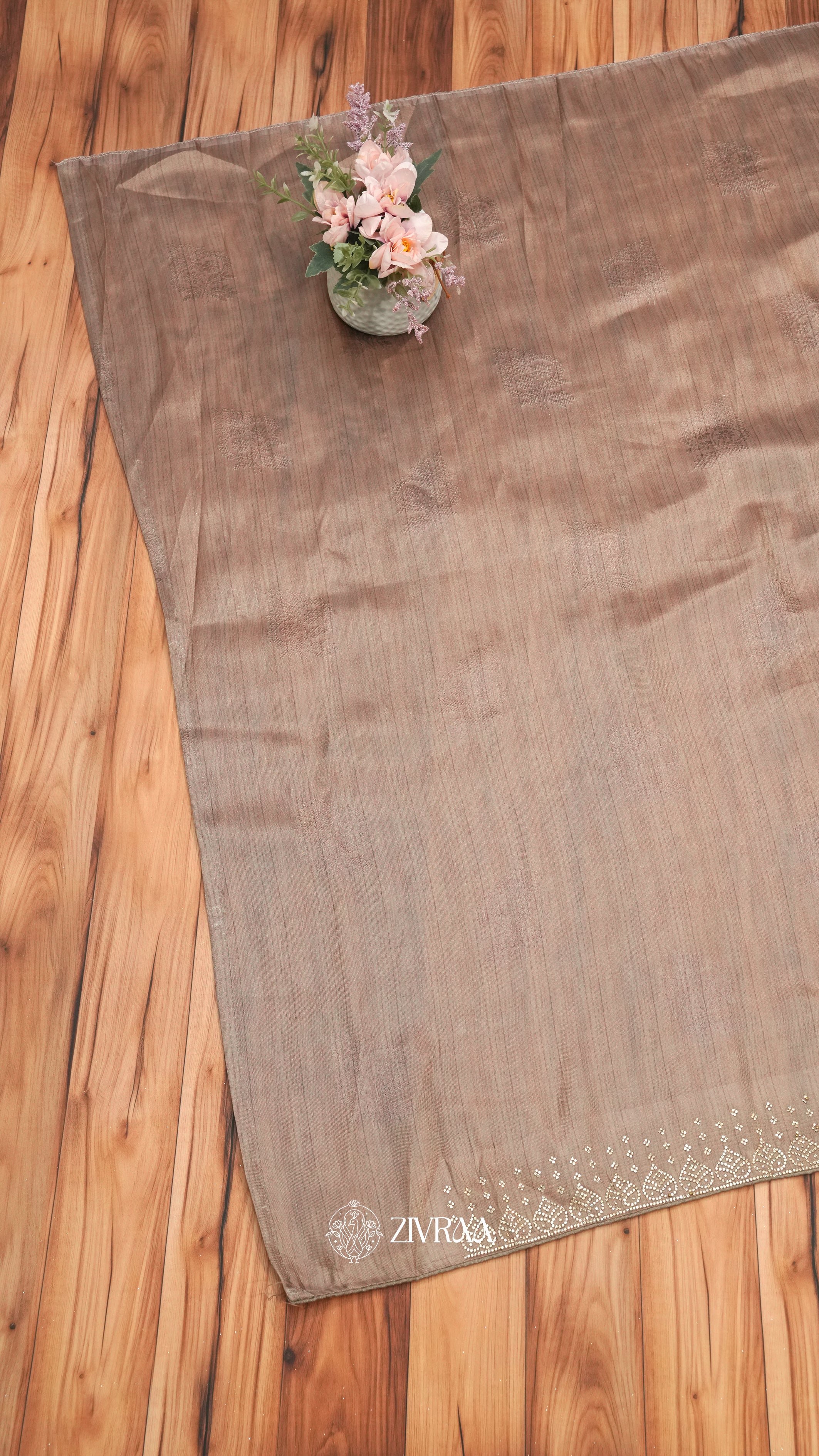 Lovender Folk Art Printed Saree with Traditional Rajasthani Motif & Zari Border