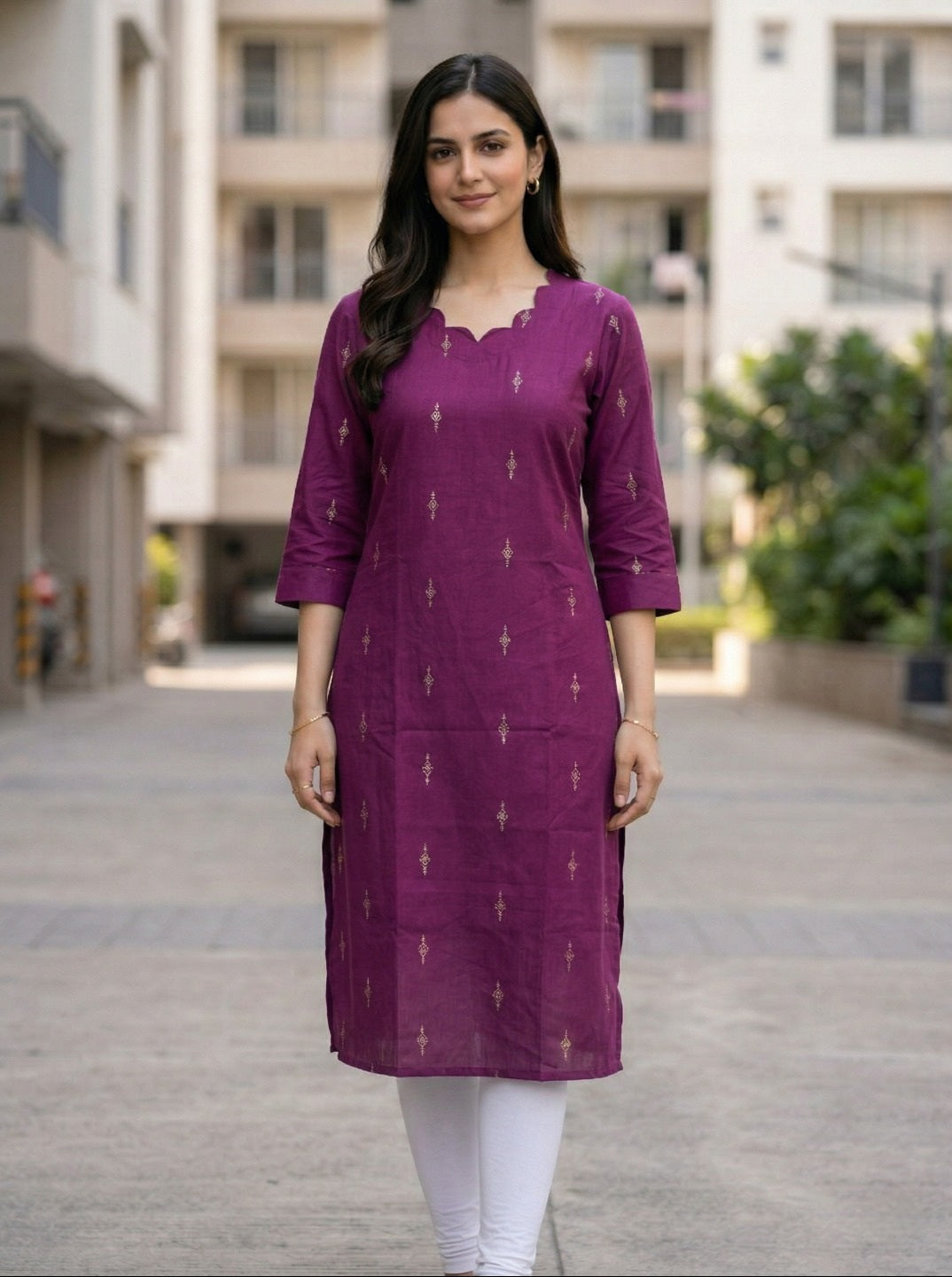 Women Cotton Blend Foil Print Kurti | Stylish Straight Fit Ethnic Kurti for Women