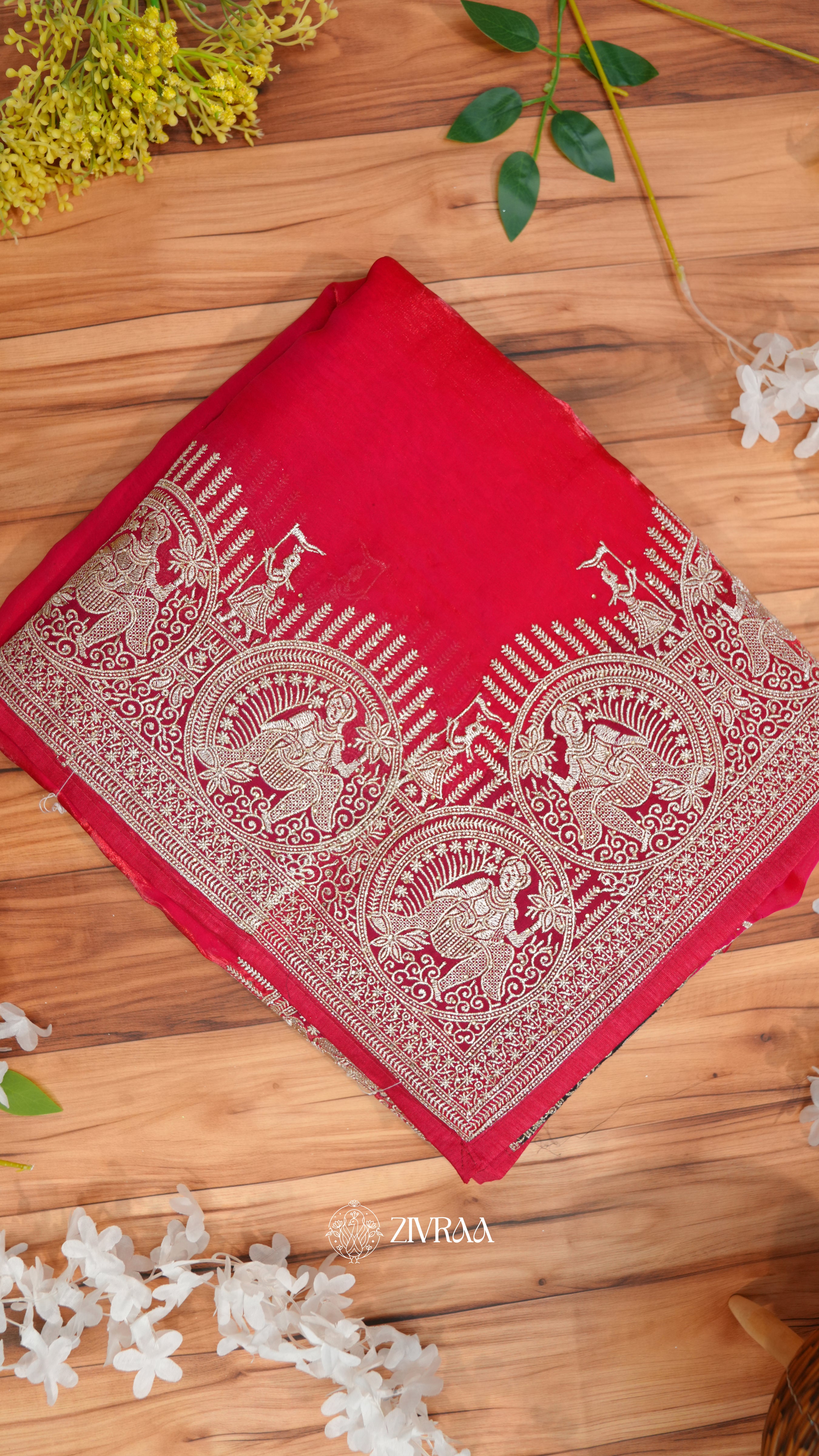 Emerald Green Silk Saree with Silver Zari Traditional Motifs