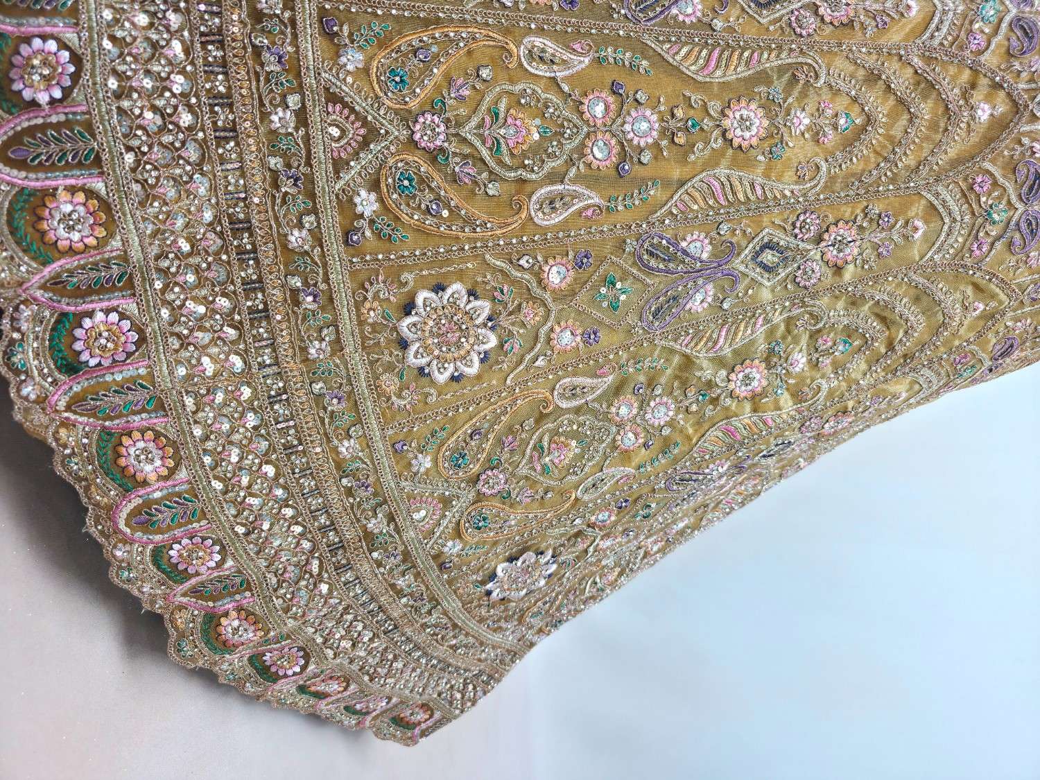 Mustard Embroidered Lehenga Choli with Heavy Jarkan Work – Designer Wedding & Festive Wear (Semi Stitched)