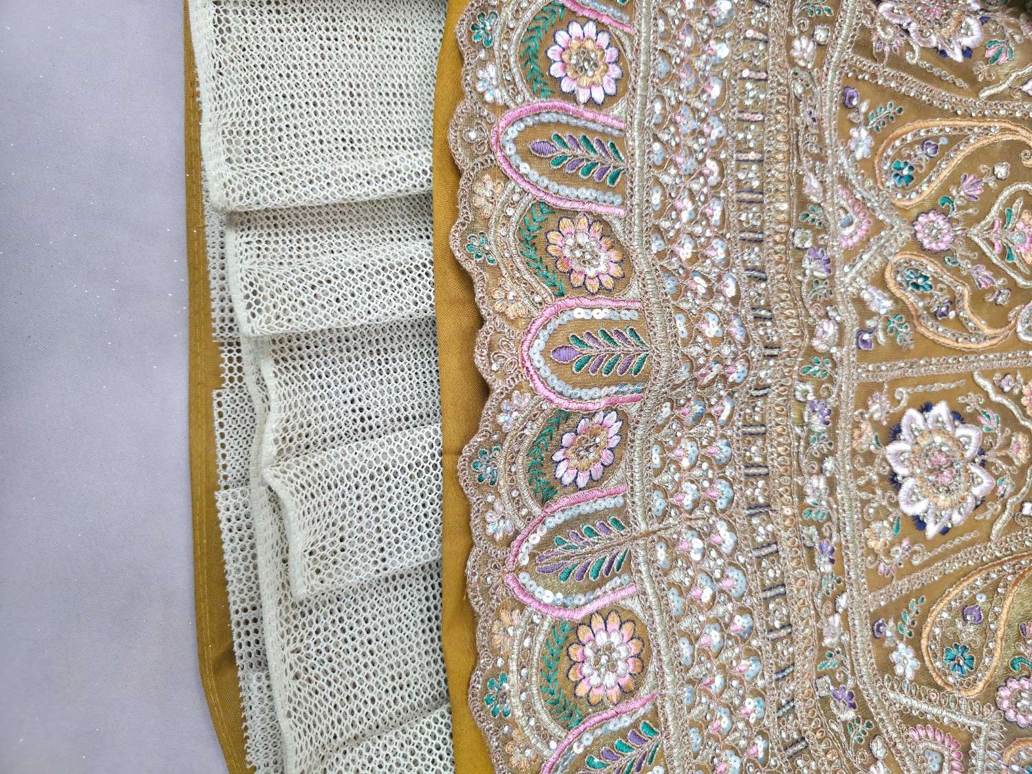 Mustard Embroidered Lehenga Choli with Heavy Jarkan Work – Designer Wedding & Festive Wear (Semi Stitched)