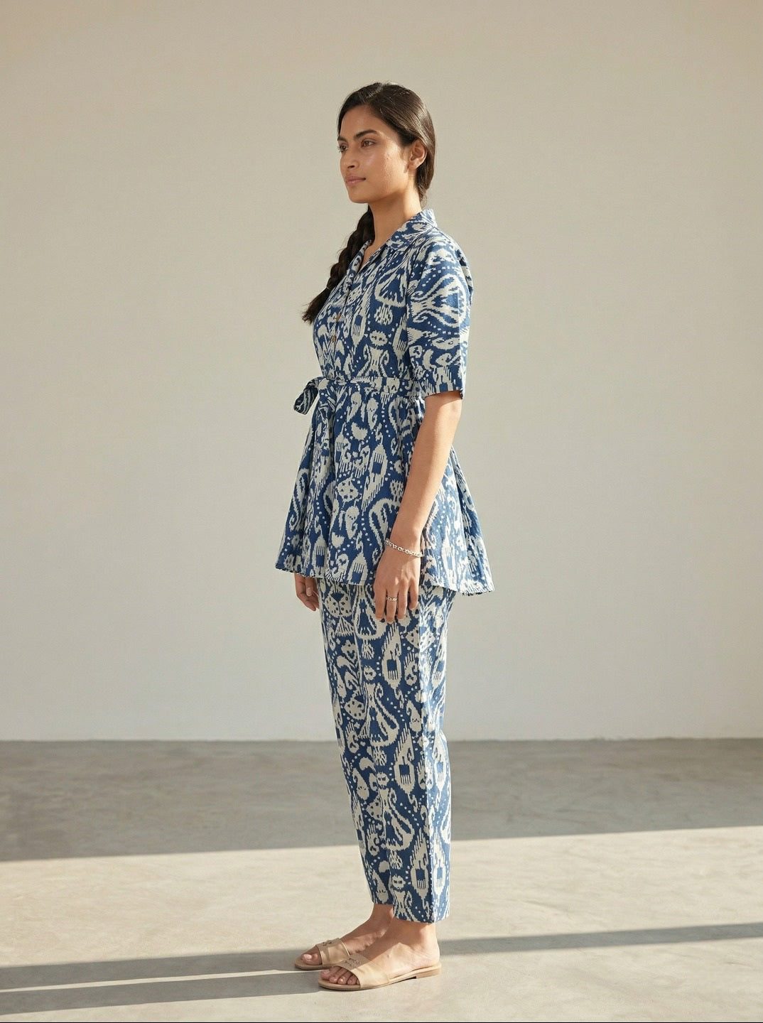 Women’s Ethnic Printed Co-Ord Set | with Peplum Top & Palazzo Pants
