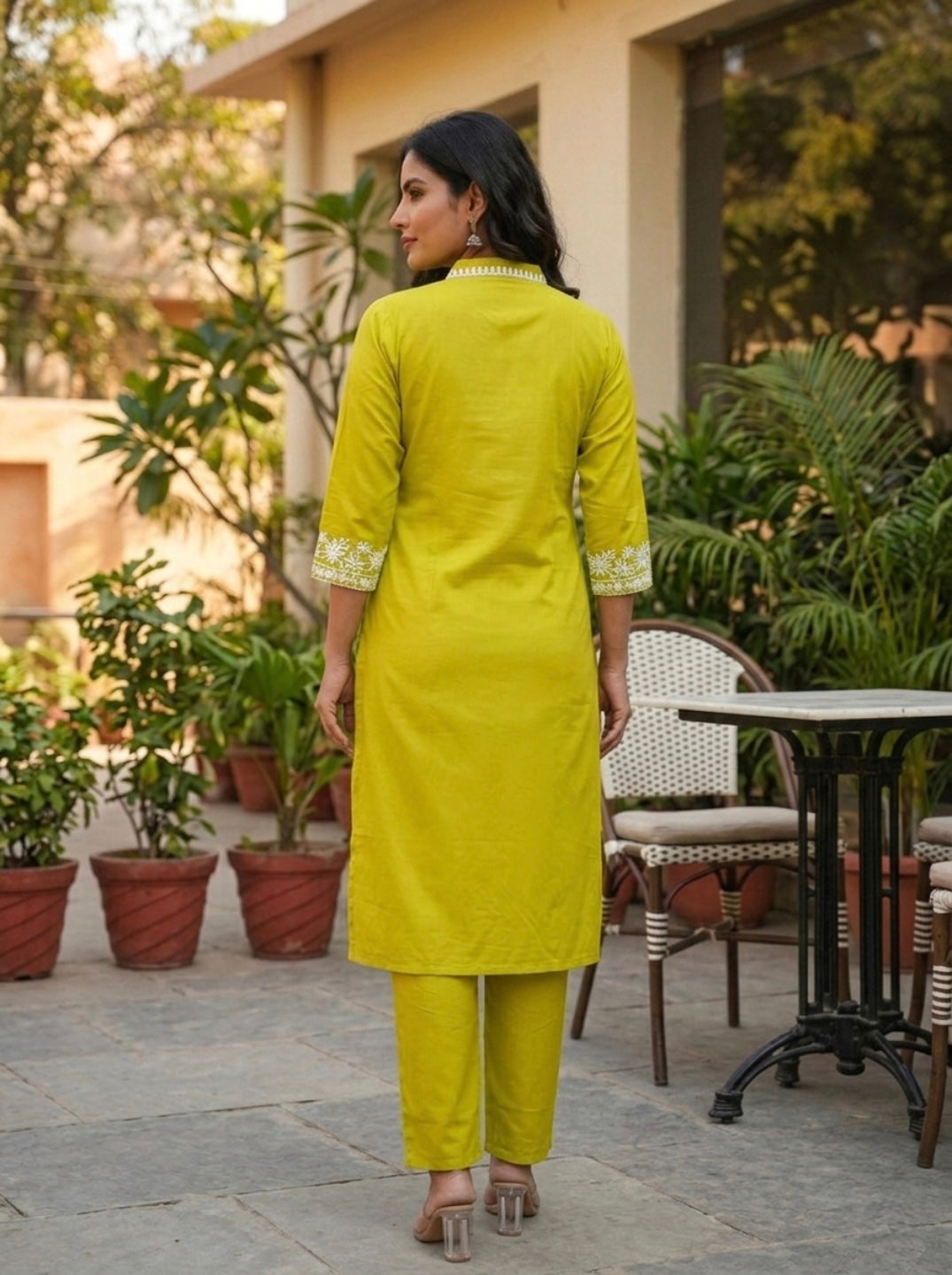 Elegant Cotton 2 Piece Kurta Set for Women with Embroidered Pocket Detail & Straight Pants | Casual, Office & Daily Wear Ethnic Set