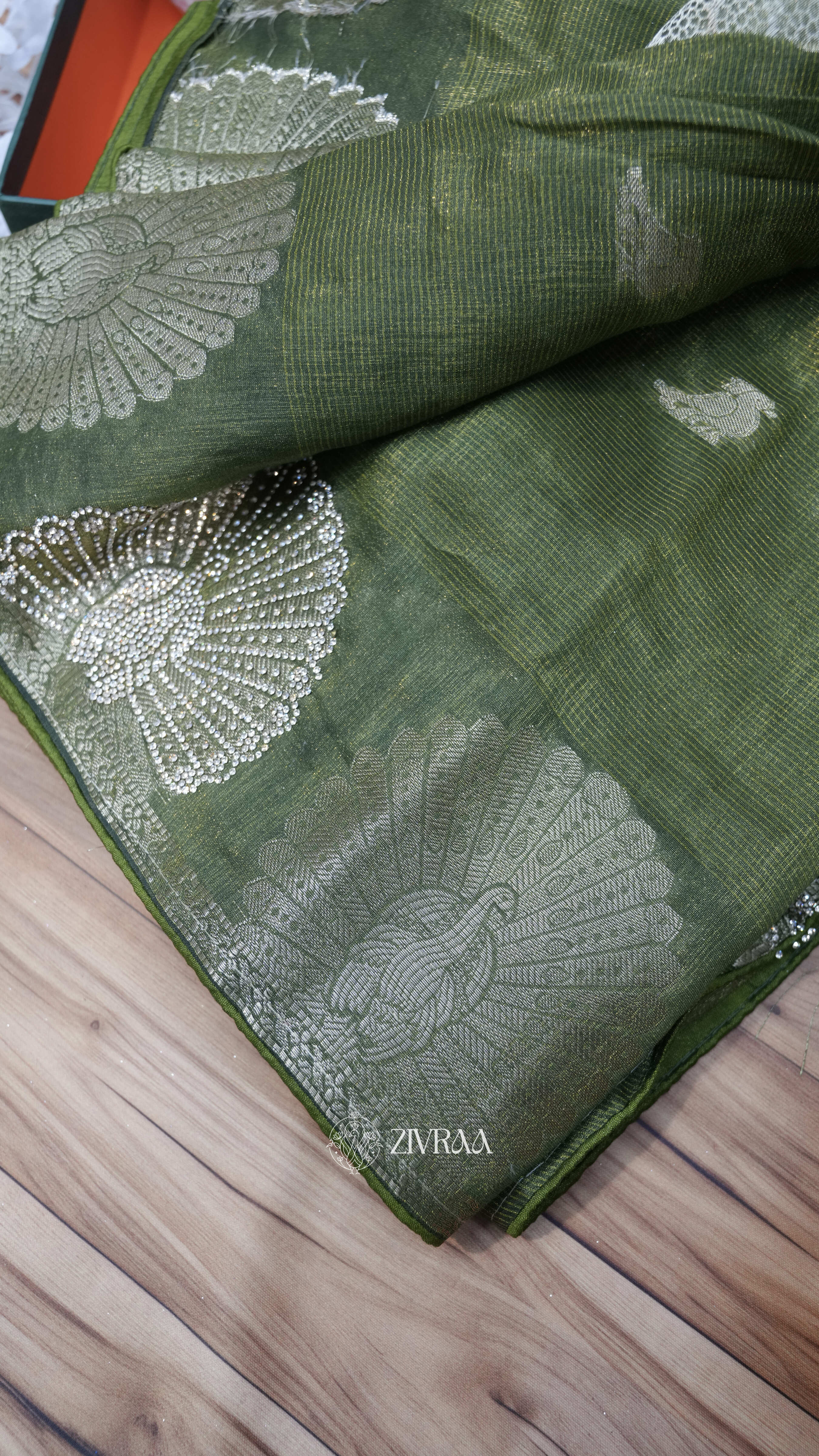 Premium Brown Zari Work Silk Blend Saree with Traditional Motifs