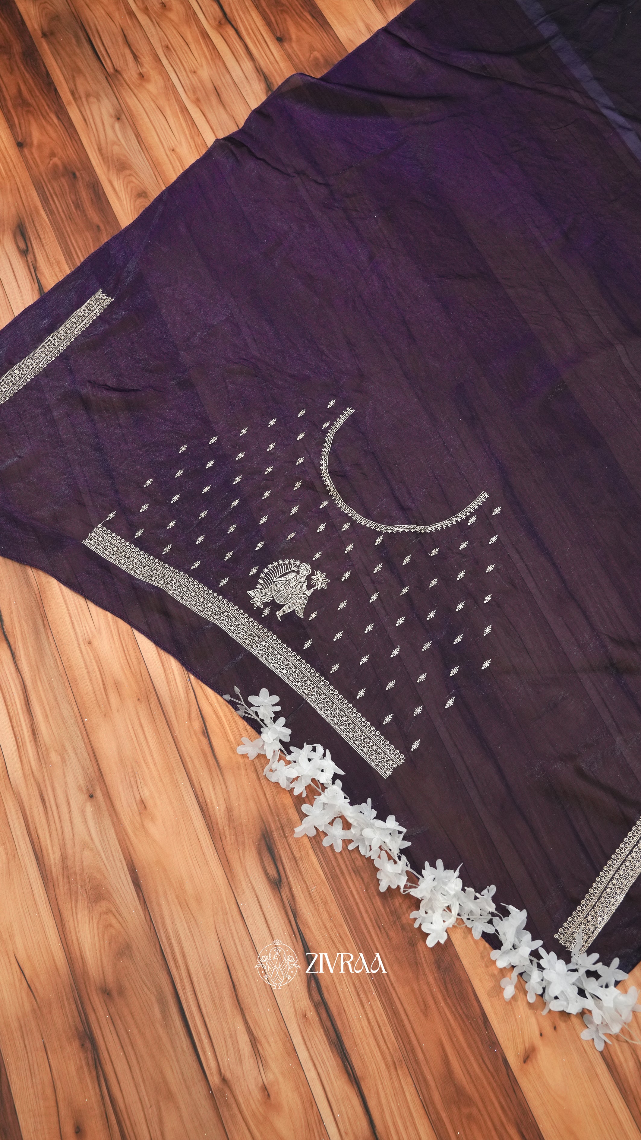 Elegant Wine Maroon Silk Saree with Traditional Silver Zari Figurative Border