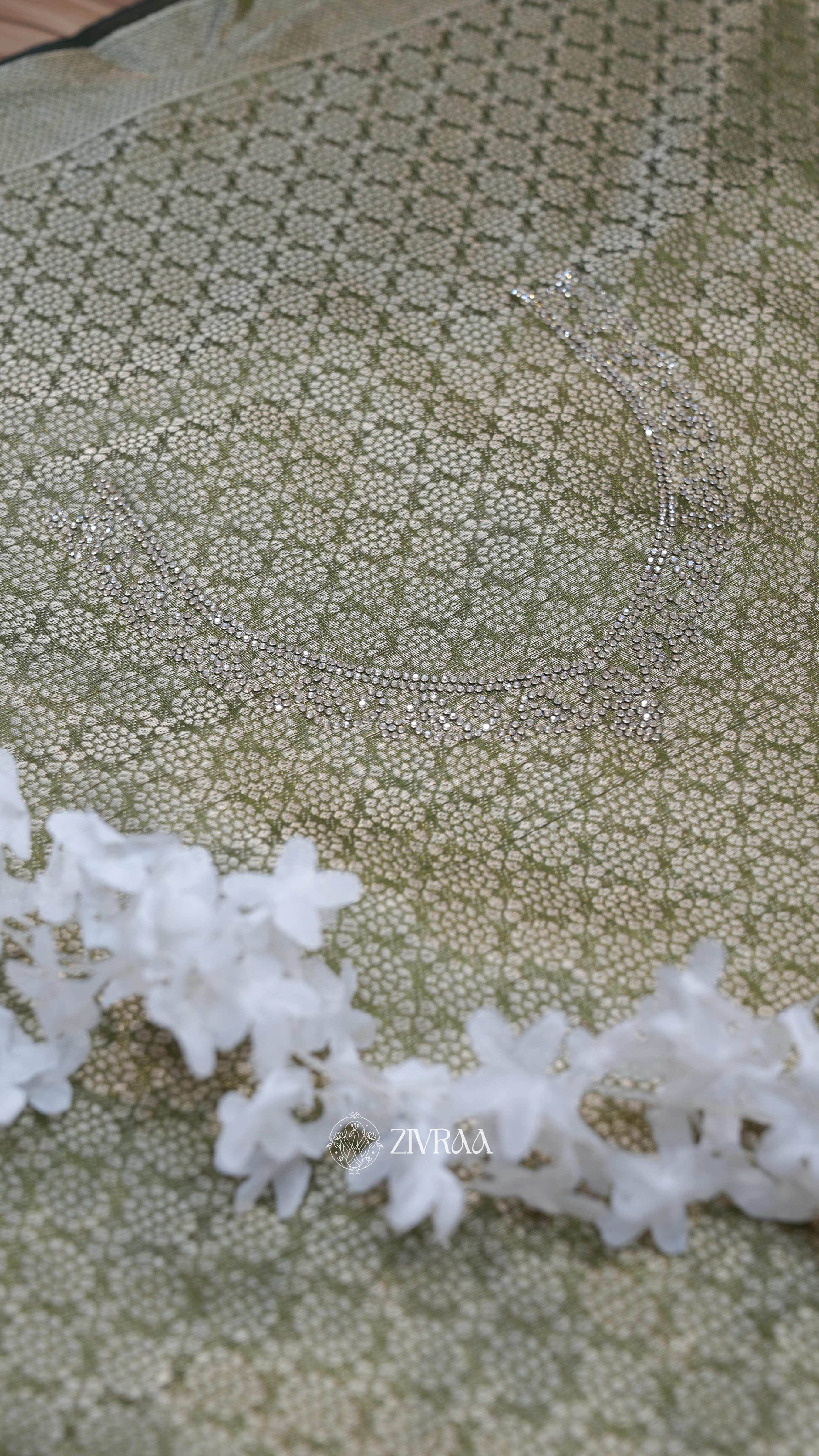 Elegant Firozi, Zari Work Silk Saree with Traditional Motifs