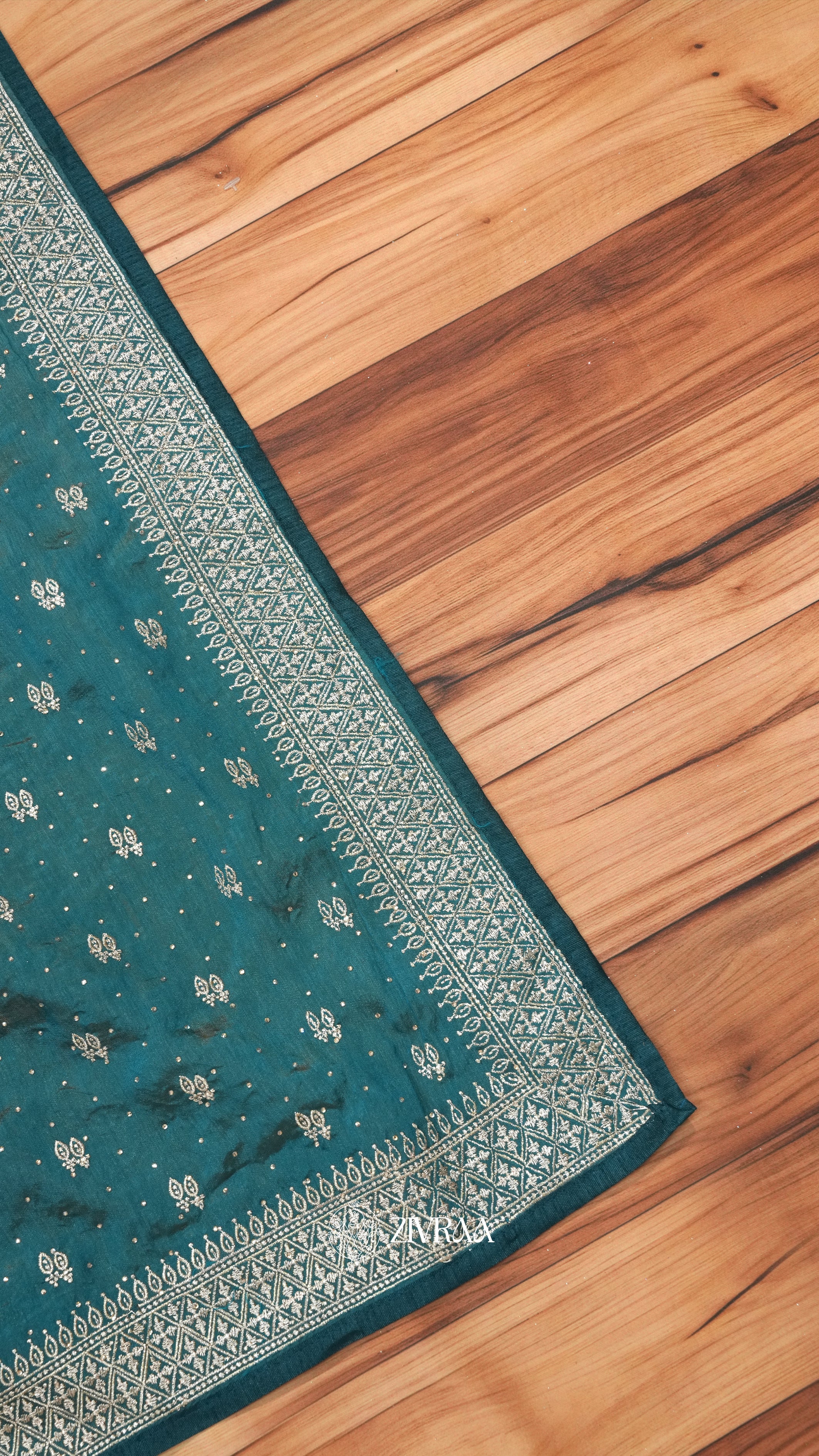 Mustard Orange Embroidered Saree with Silver Zari Border – Elegant Festive Wear Saree