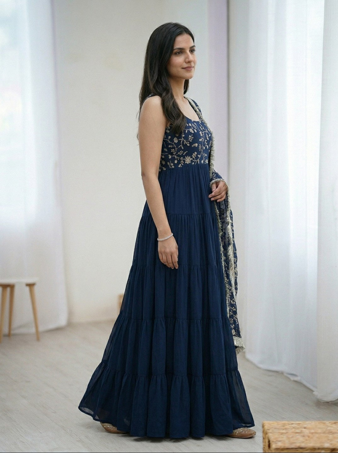Anarkali Kurta Set with Dupatta & Pant | Fox Georgette Heavy Flared Ethnic Wear for Women | Festive & Wedding Collection