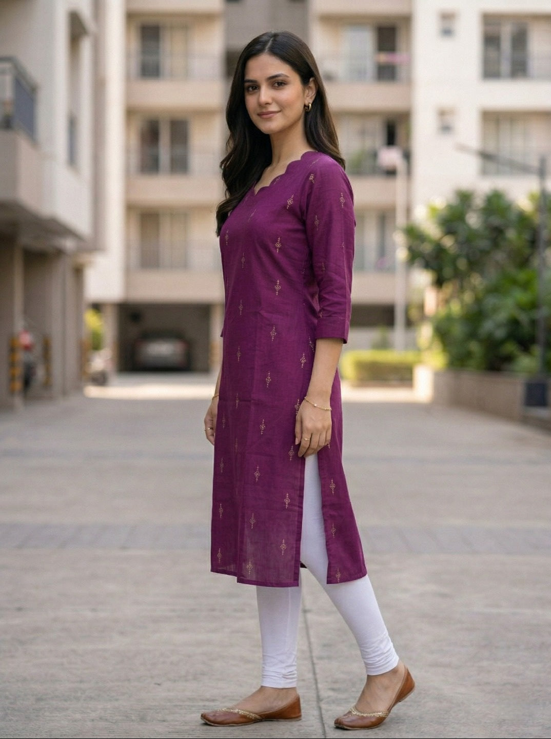 Women Cotton Blend Foil Print Kurti | Elegant Straight Fit Office & Casual Wear KurtI