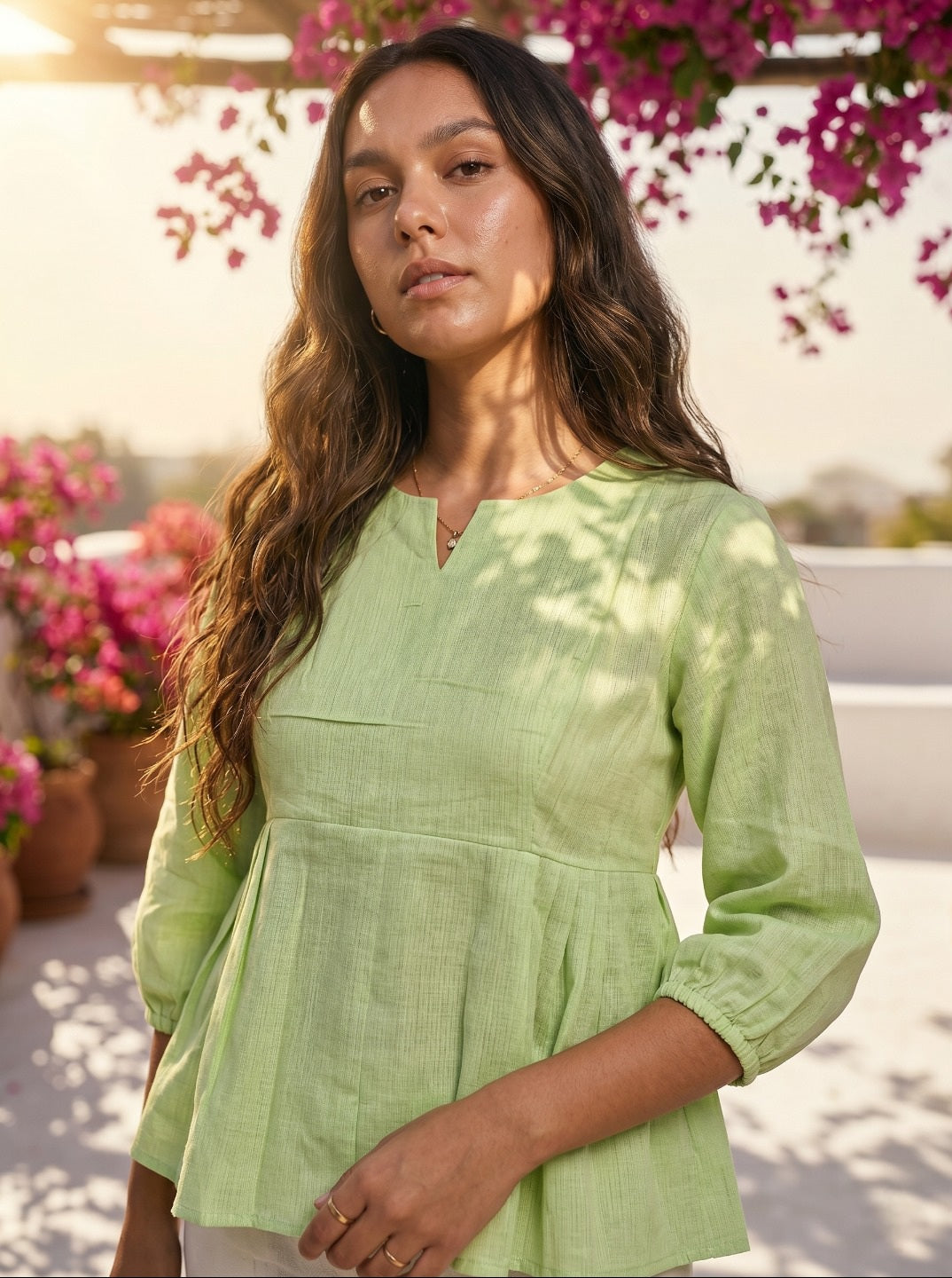 Women Trendy Linen Cotton Co-Ord Set | Elegant Peplum Summer Co-Ord Set Outfit