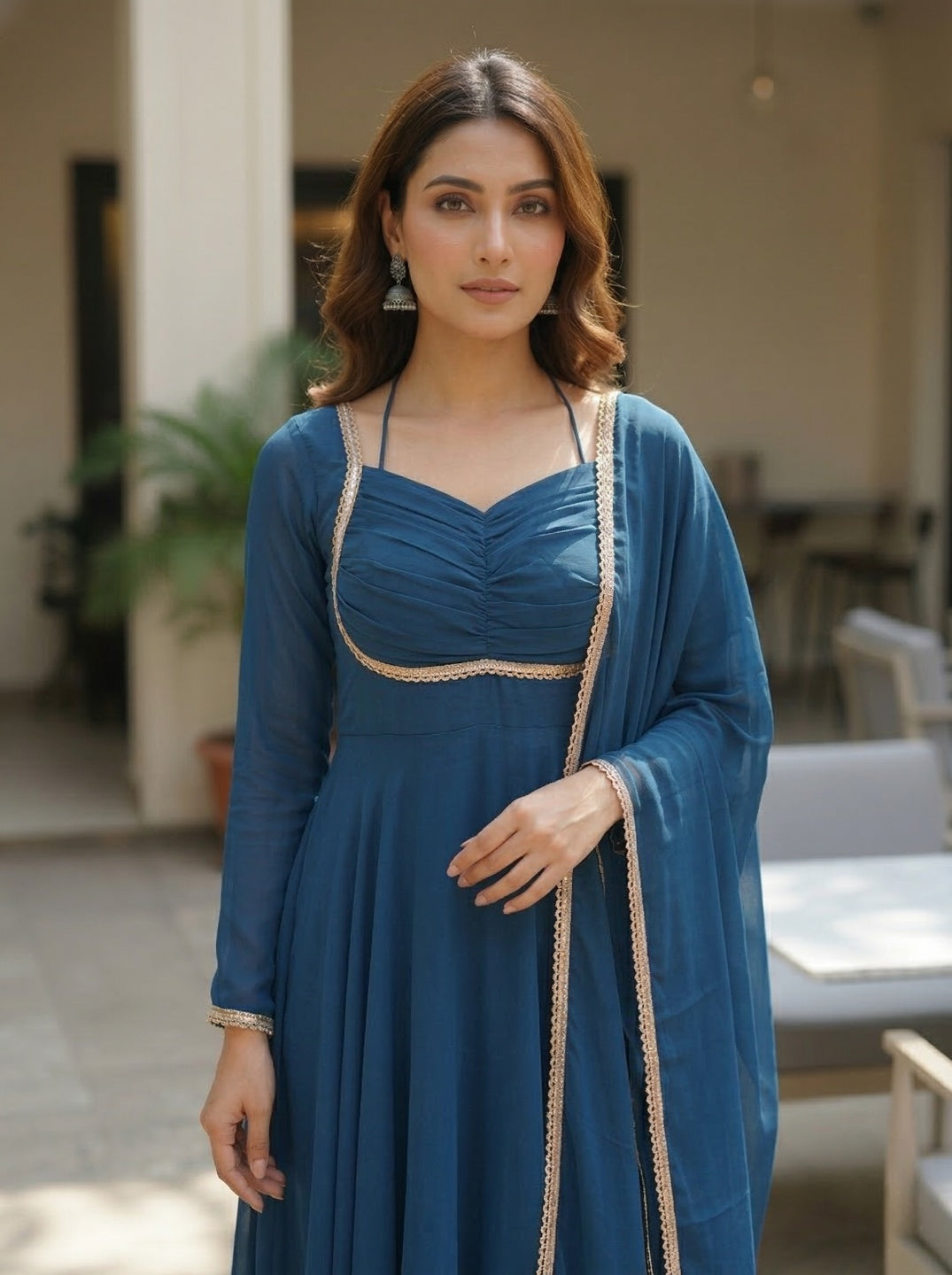 Georgette Anarkali Gown with Dupatta | Flared Festive & Wedding Wear for Women