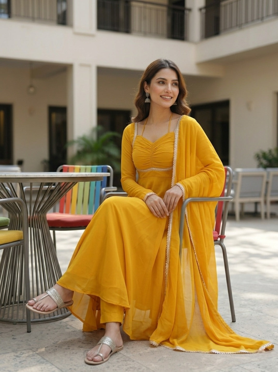 Georgette Anarkali Gown with Dupatta | Flared Festive & Wedding Wear for Women