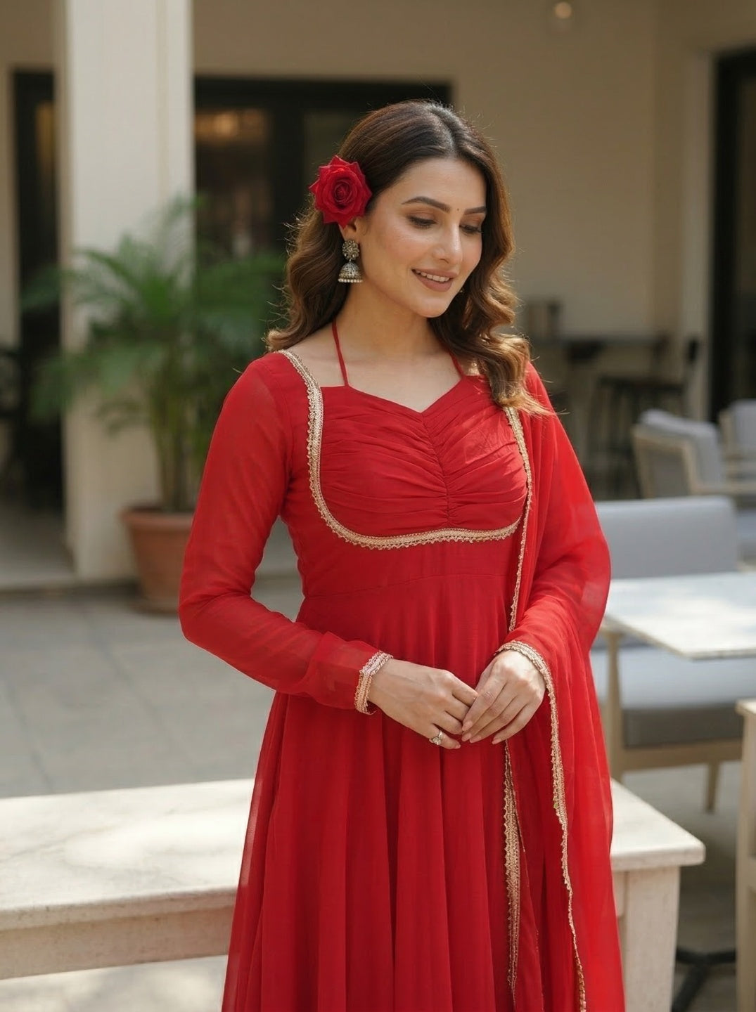 Georgette Anarkali Gown Set with Dupatta | Designer Ethnic Wear for Wedding & Festive
