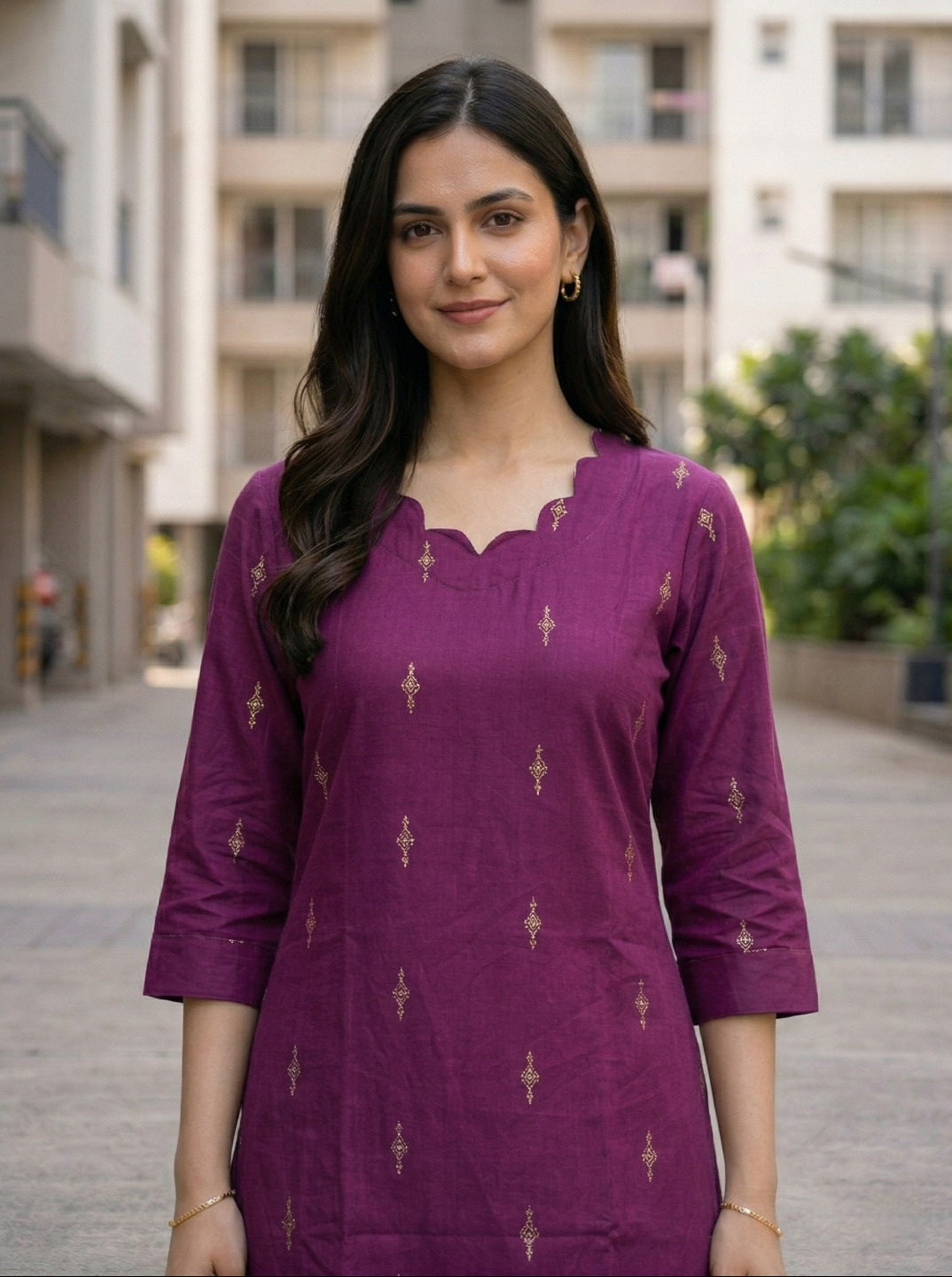 Women Cotton Blend Foil Print Kurti | Elegant Straight Fit Office & Casual Wear KurtI