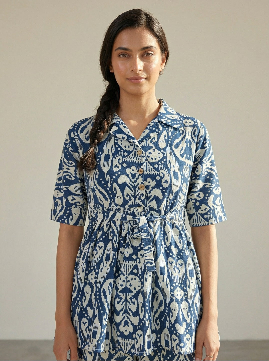 Women’s Ethnic Printed Co-Ord Set | with Peplum Top & Palazzo Pants