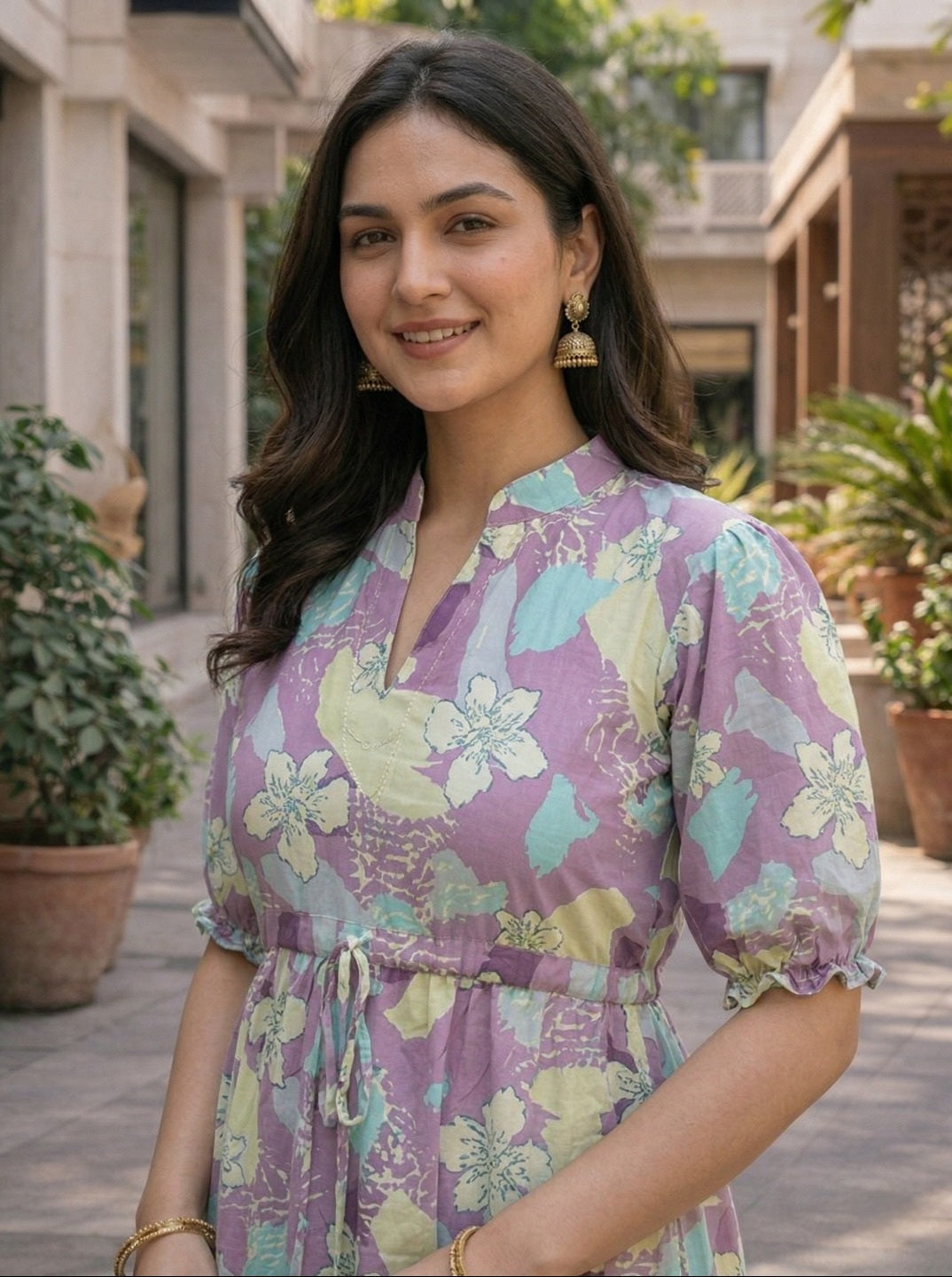 Floral Printed Tiered Kurti with Flowy Silhouette and – Comfortable Everyday Ethnic Style