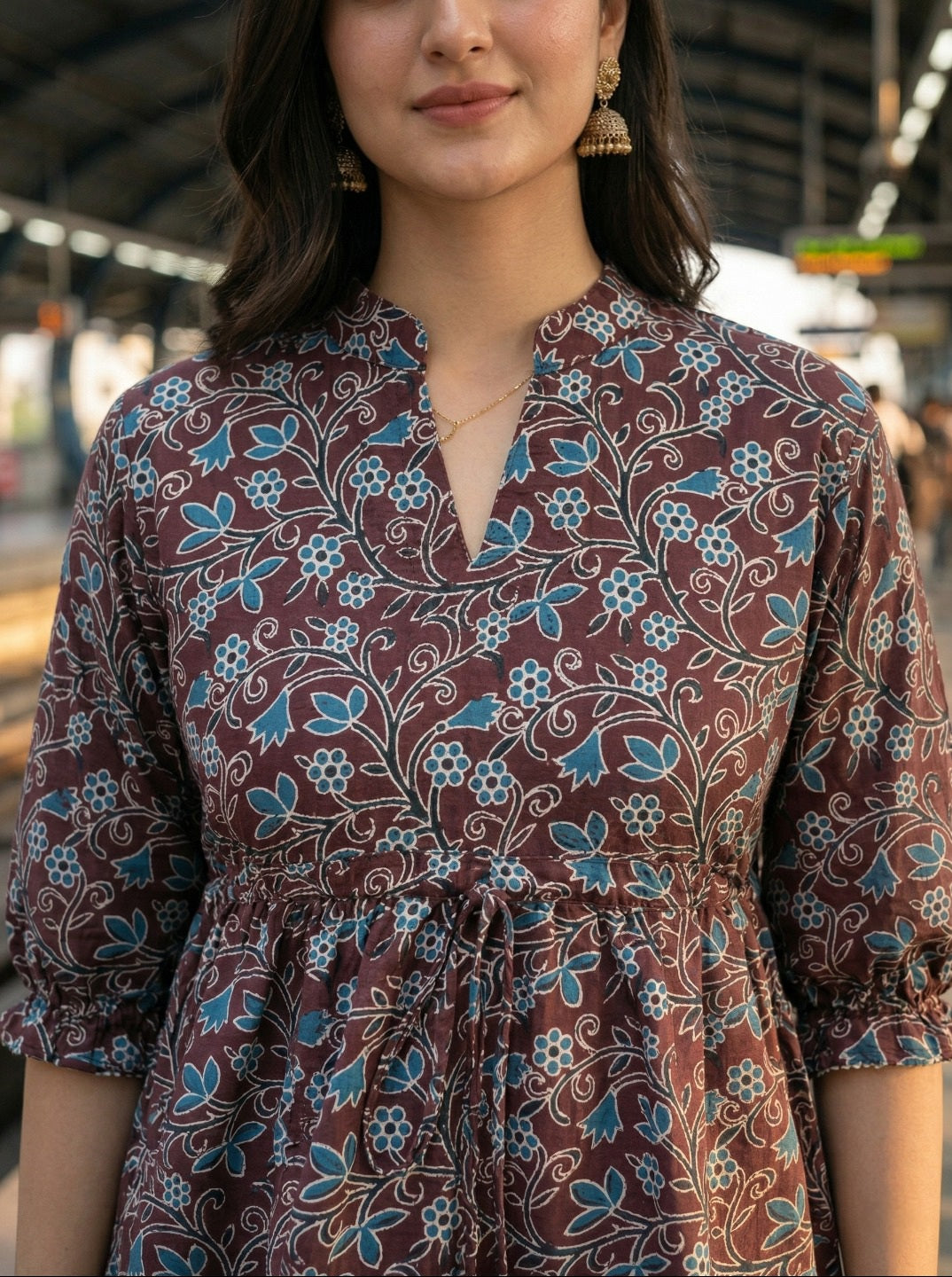Women’s Floral Printed Casual Top with 3/4 Sleeves – Stylish Ethnic Office & Daily Wear Top (1 Piece Only)