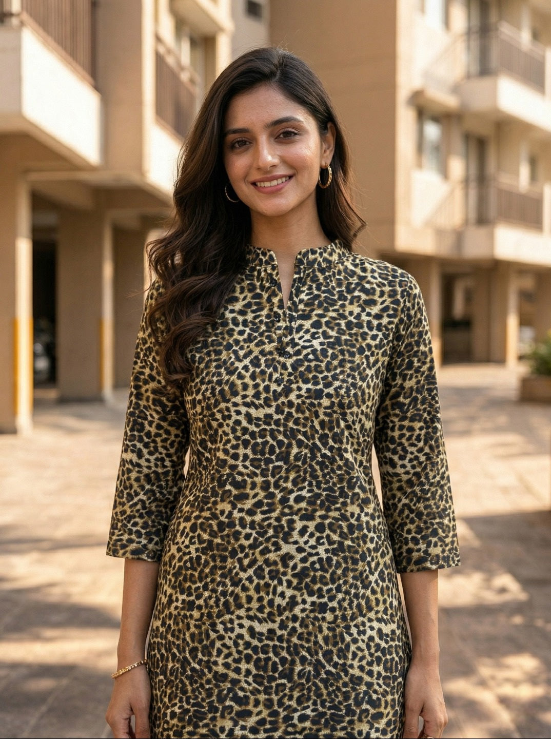 Printed Co-Ord Set with Mandarin Collar Top and Elasticated Trousers – Chic Everyday Statement Outfit