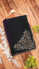 Elegant Teal Ombre Saree with Gold Floral Embellished Border