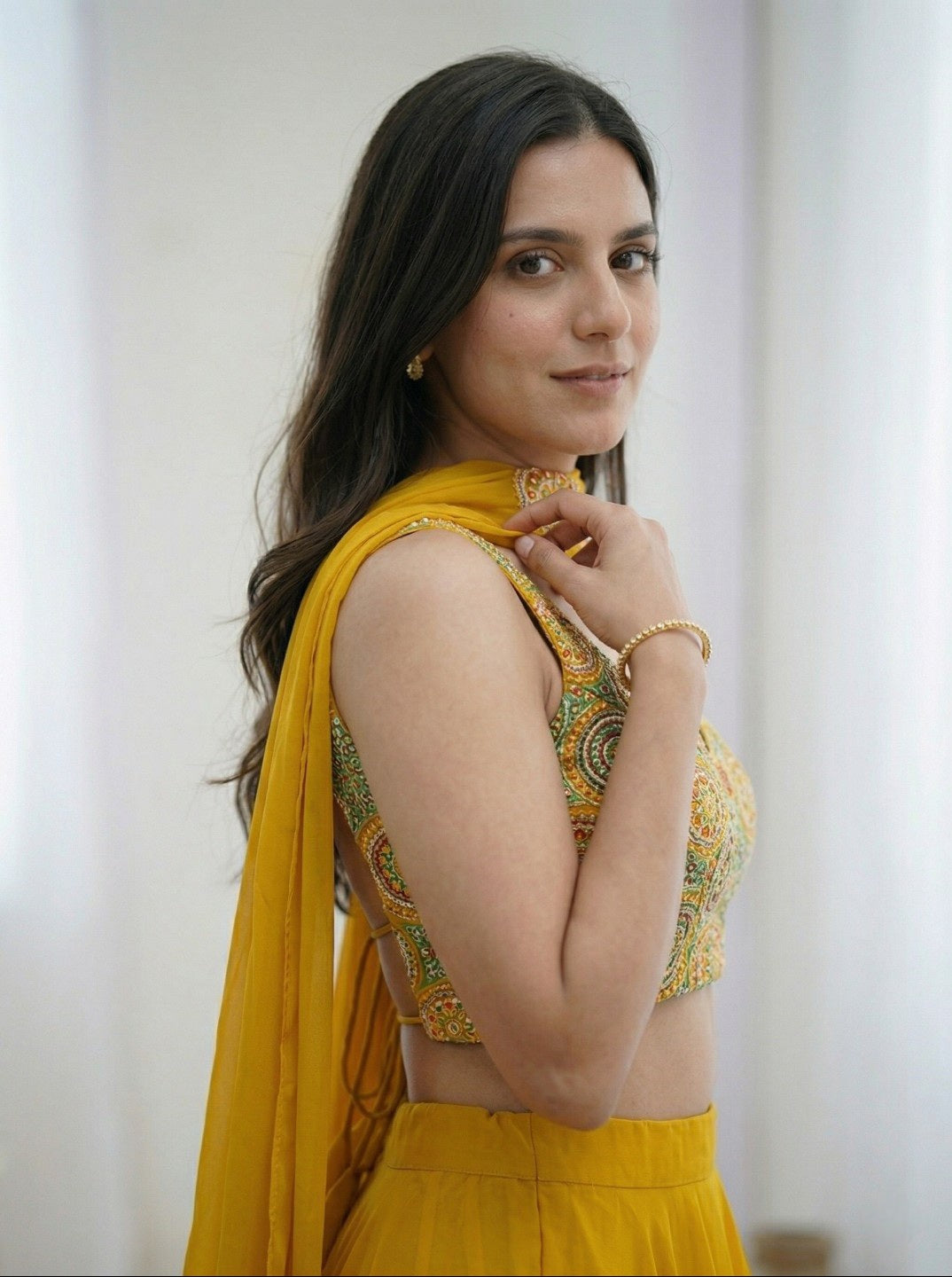 Georgette Lehenga Choli with Embroidered Blouse & Dupatta | Festive & Haldi Special Outfit