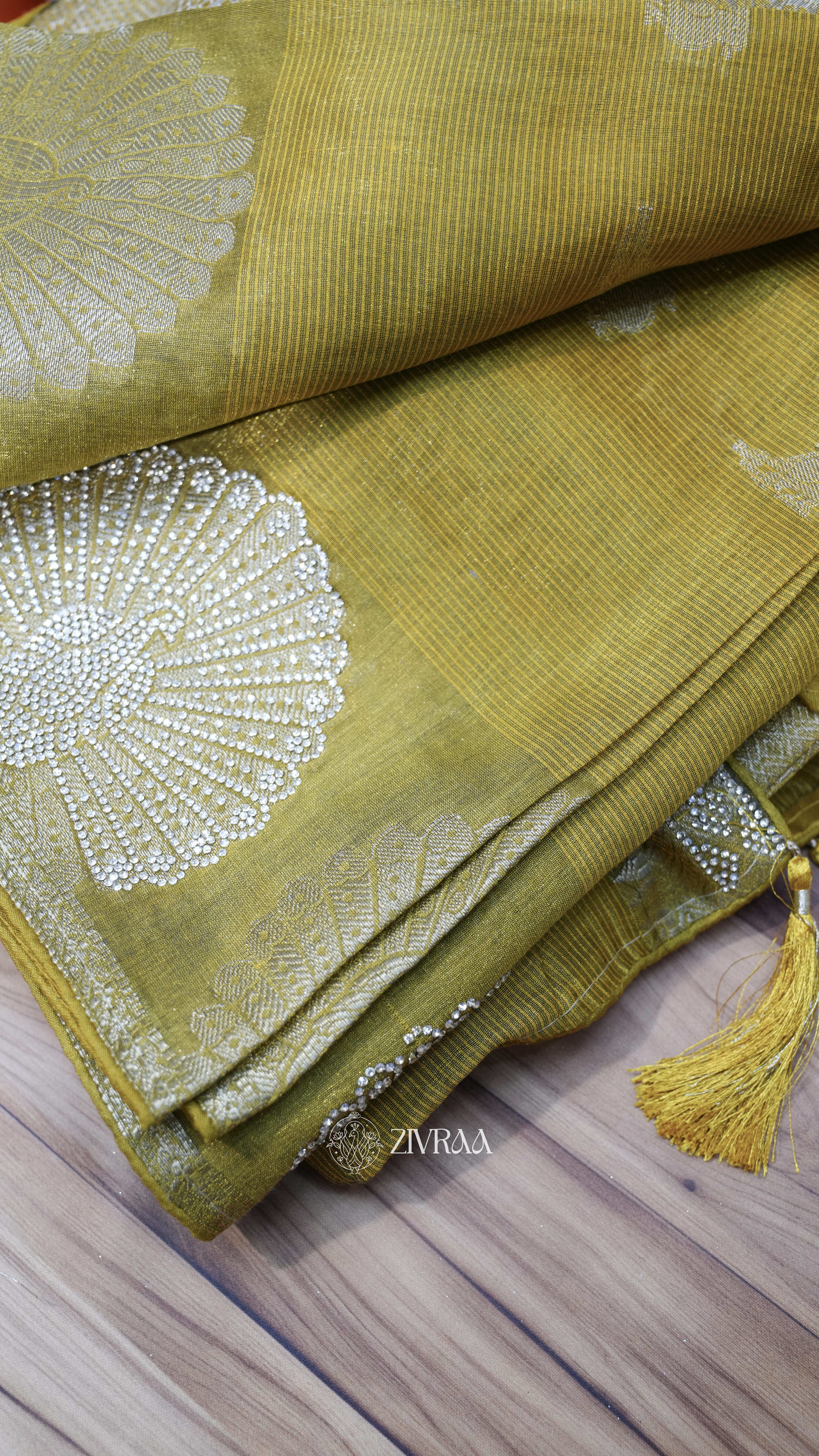 Elegant Firozi, Zari Work Silk Saree with Traditional Motifs