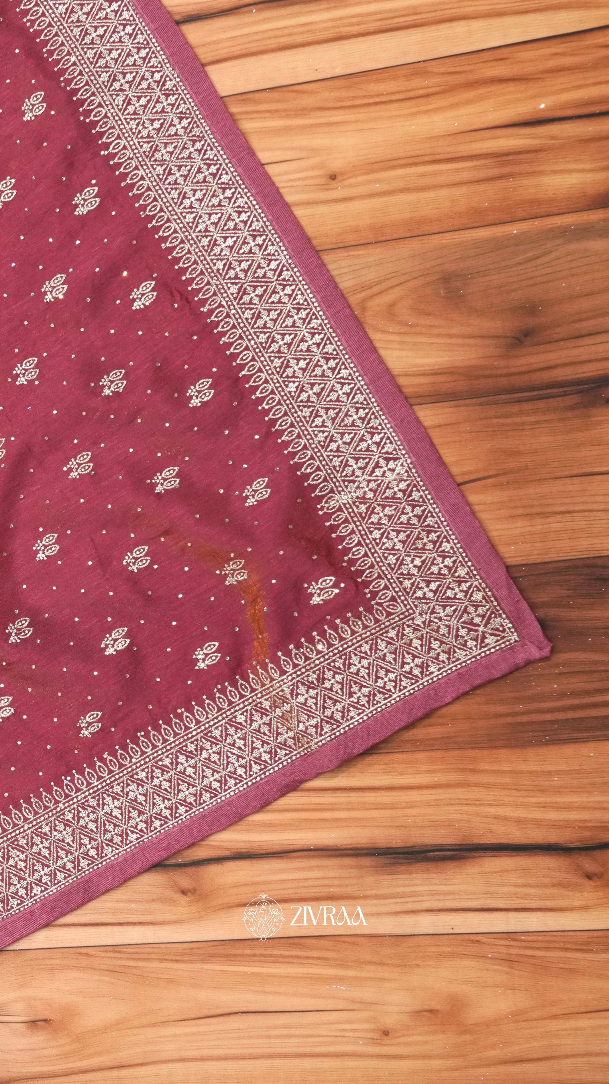 Elegant Dark pink Embroidered Saree with Traditional Border