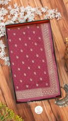 Elegant Wine Purple Woven Silk Saree with Gold Motifs & Traditional Border