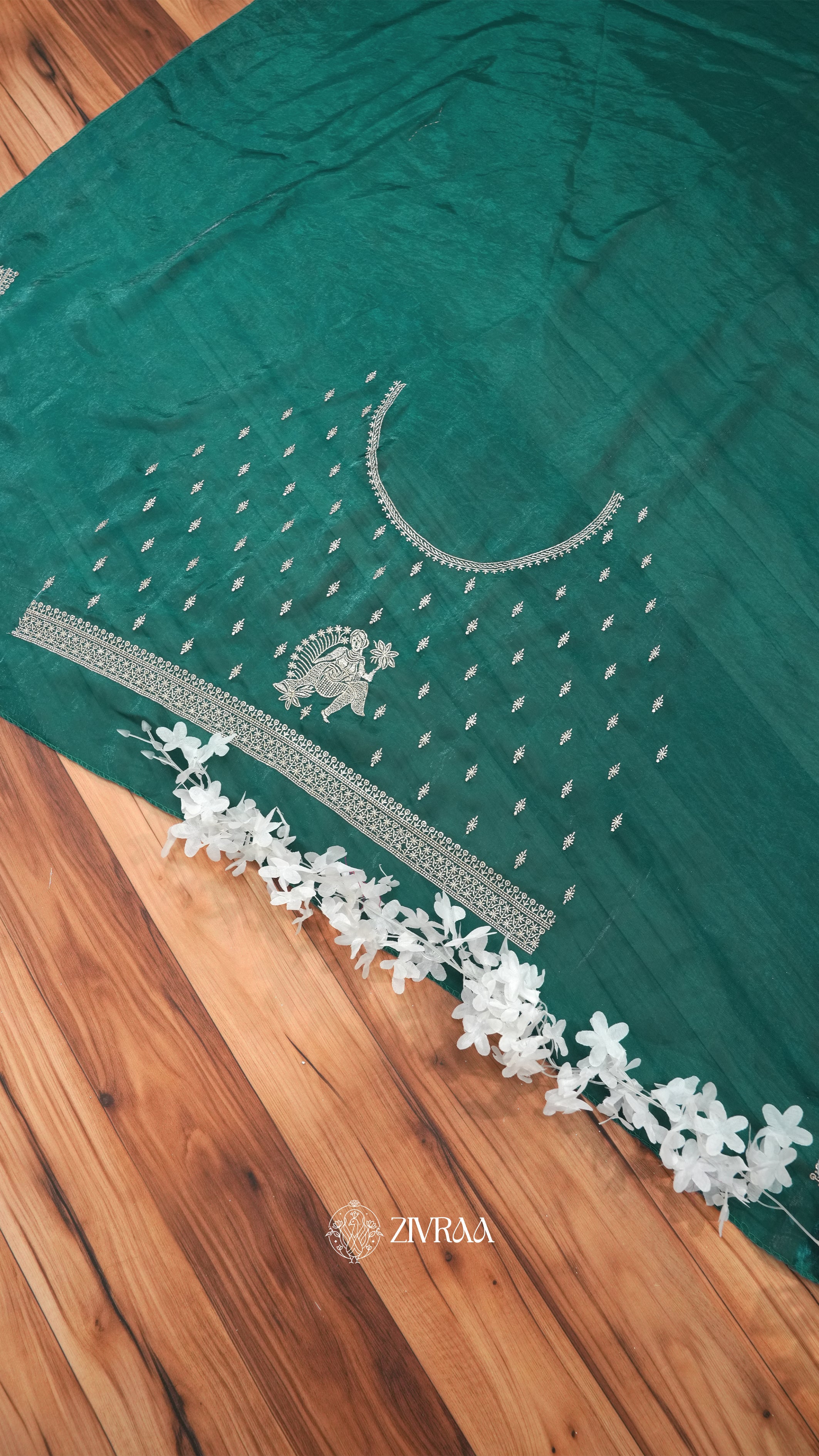 Elegant Rani Silk Saree with Traditional Silver Zari Motifs & Designer Border