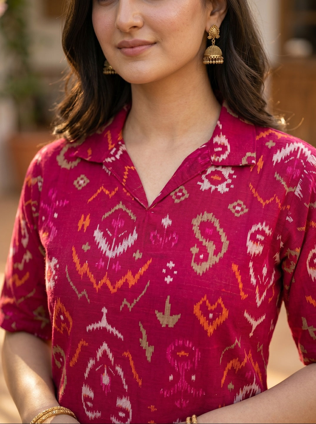 Darkpink Vartican Silk Printed Co-Ord Set for Women | Premium Ethnic Co-Ord Set with Straight Pant | Festive & Casual Wear