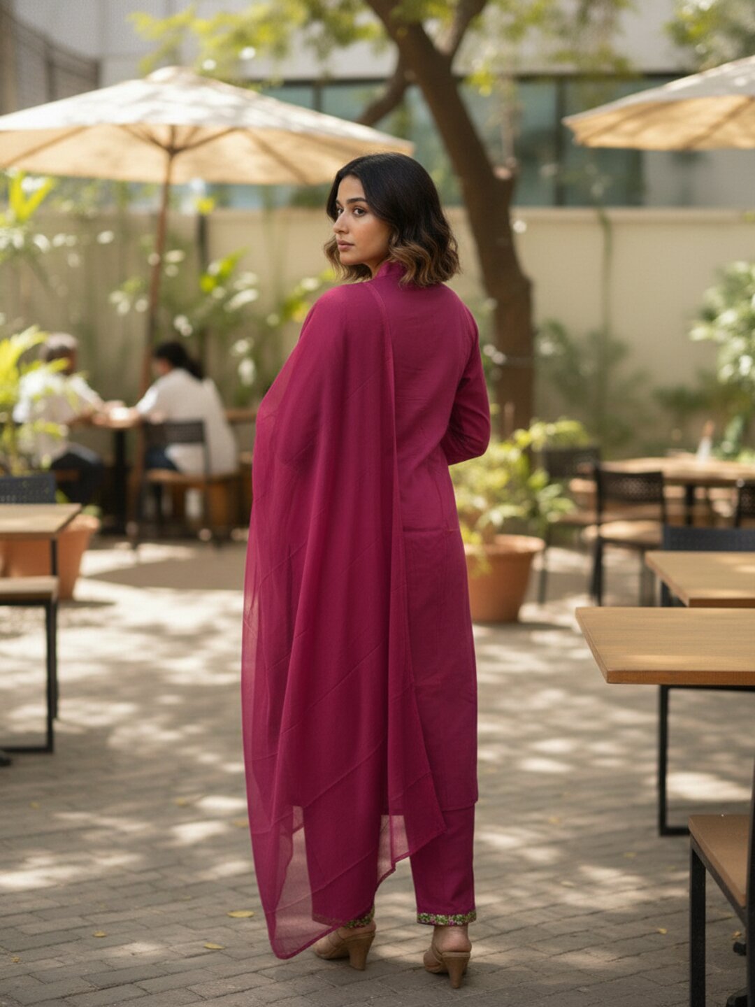 Maroon Floral Embroidered 3 Piece Kurta Set for Women with Dupatta | Elegant Wine Color Kurti Pant Set | Festive Wear, Wedding & Party Ethnic Suit