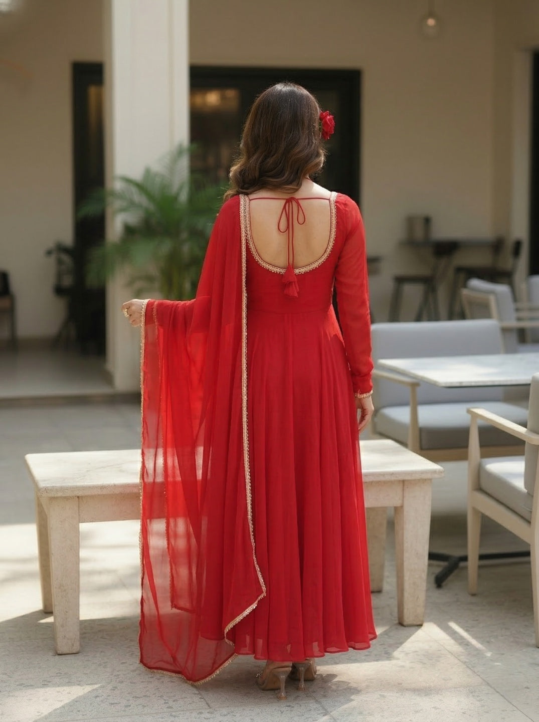 Georgette Anarkali Gown with Dupatta | Flared Festive & Wedding Wear for Women