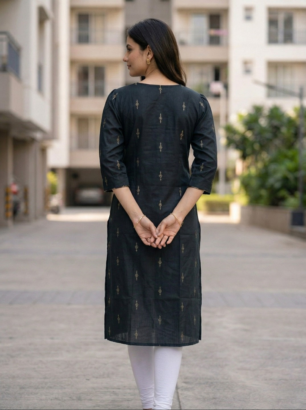 Women Cotton Blend Foil Print Kurti | Elegant Straight Fit Office & Casual Wear KurtI